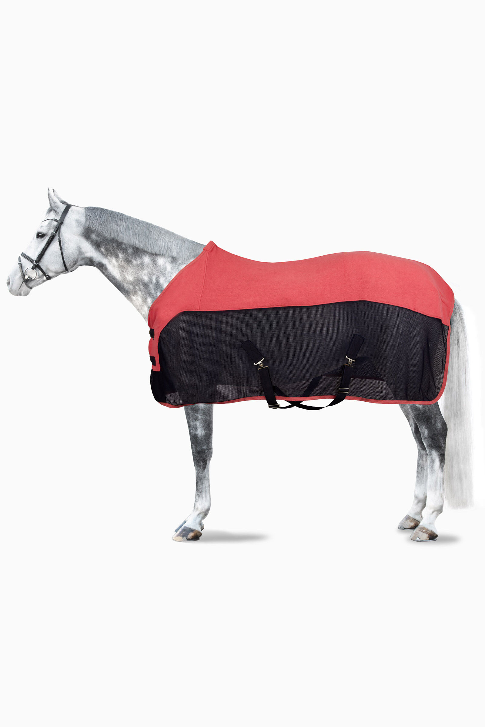 High Quality Two-Tone Soft Fleece Cooler Horse Travel Rug 5'0" Black/Red 