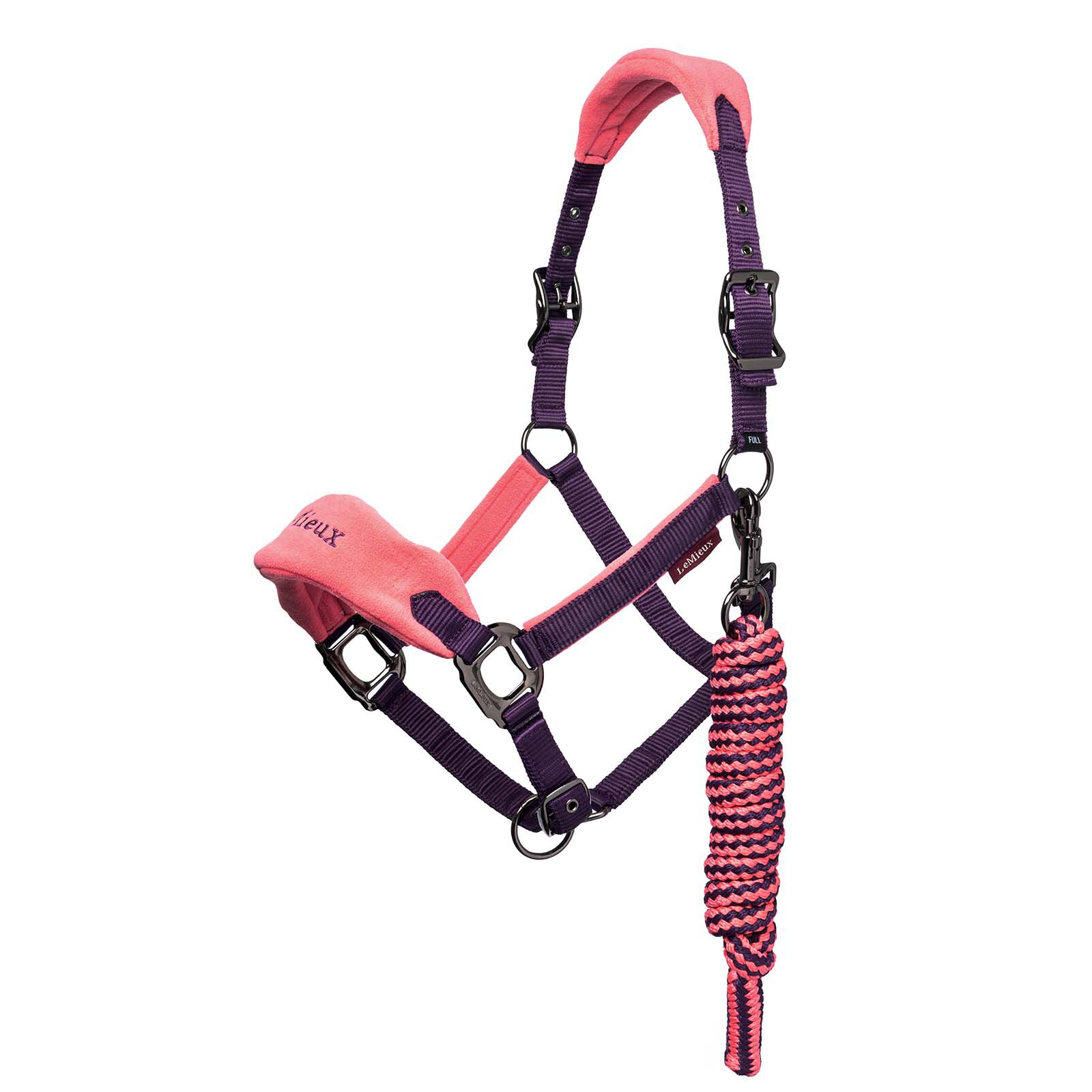 Adjustable at Curb and Poll Strap LeMieux Vogue Fleece Headcollar with Lead Rope Extra Padding 