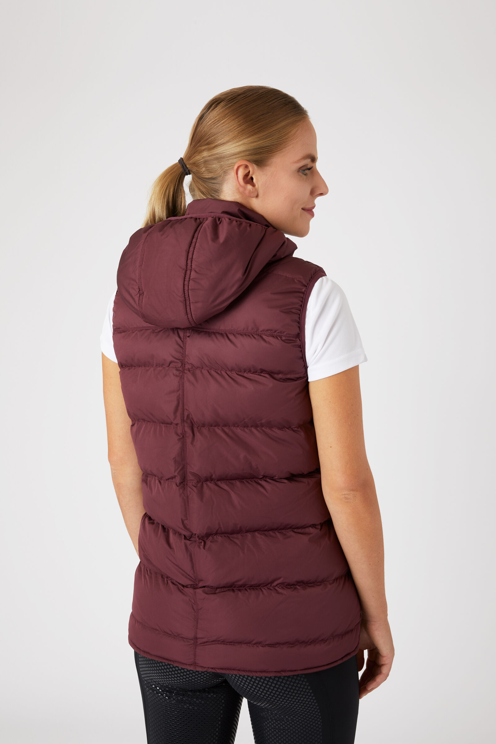 Burgundy puffer vest womens hot sale