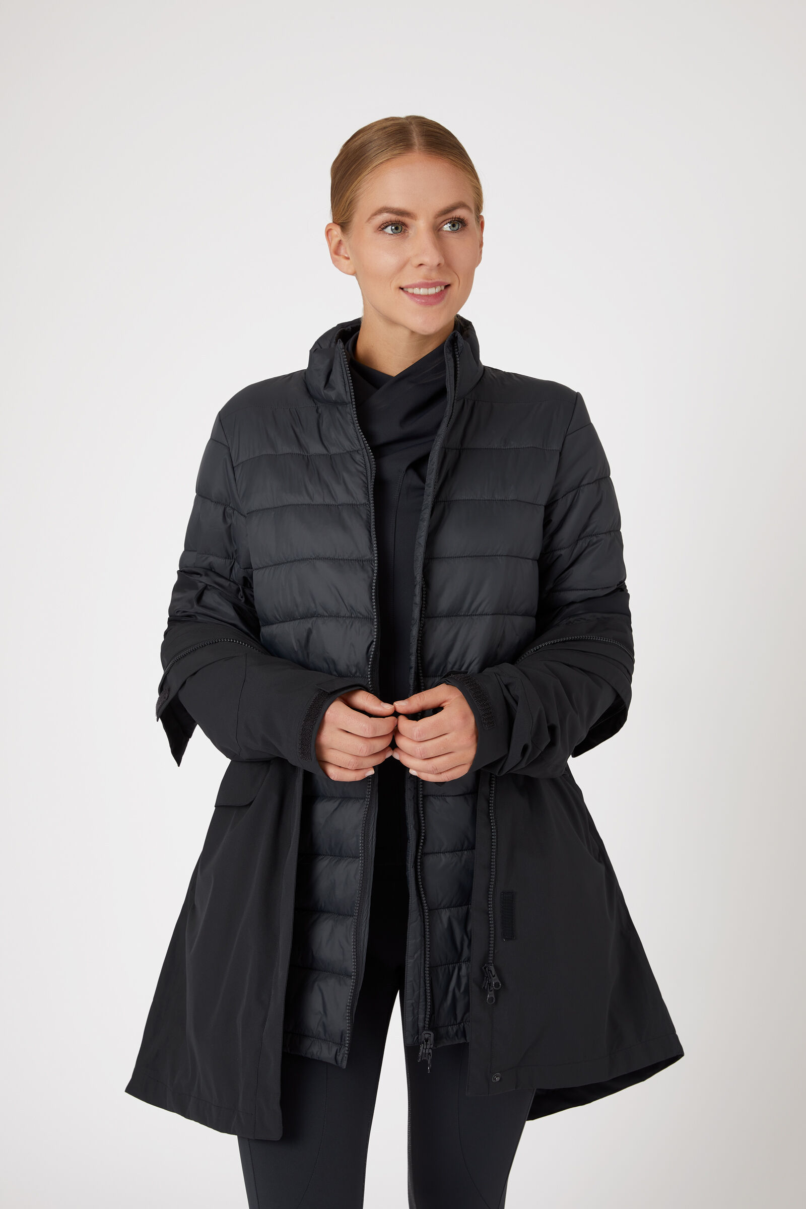 Black padded parka coat womens sales
