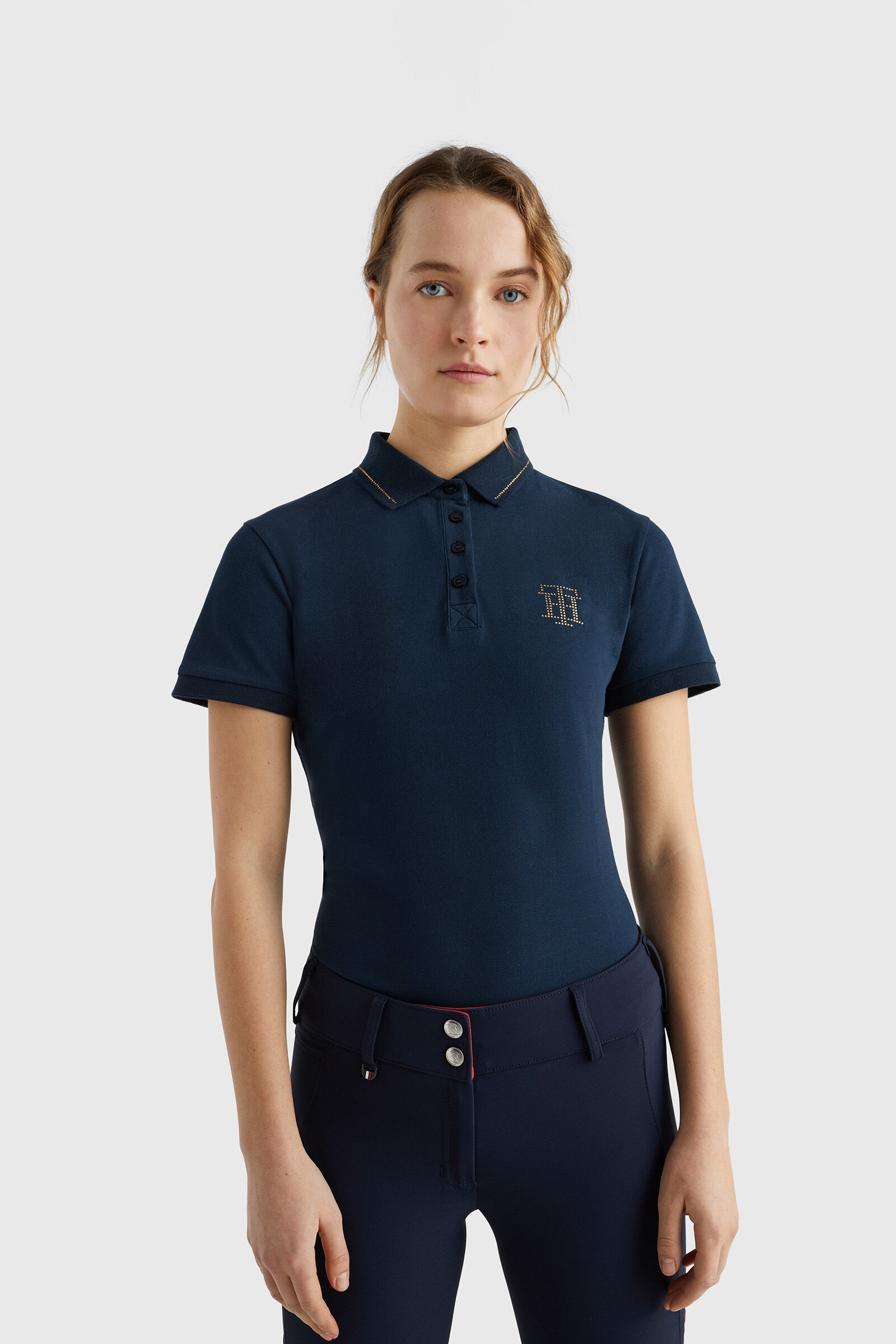 Tommy Hilfiger Equestrian Rhinestone Women s Polo Shirt