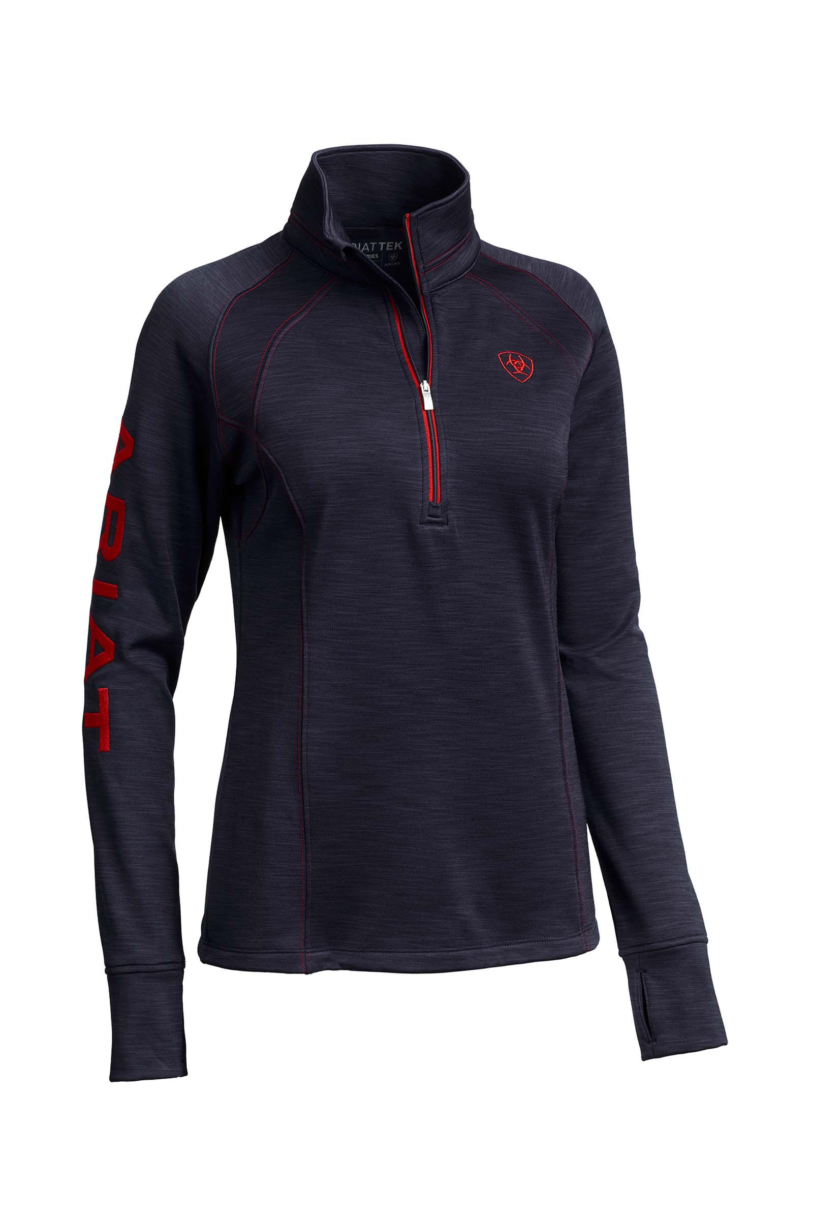Ariat Női Tek Team 1/2-es Cipzáras Pulóver, Dark Blue/Red, S