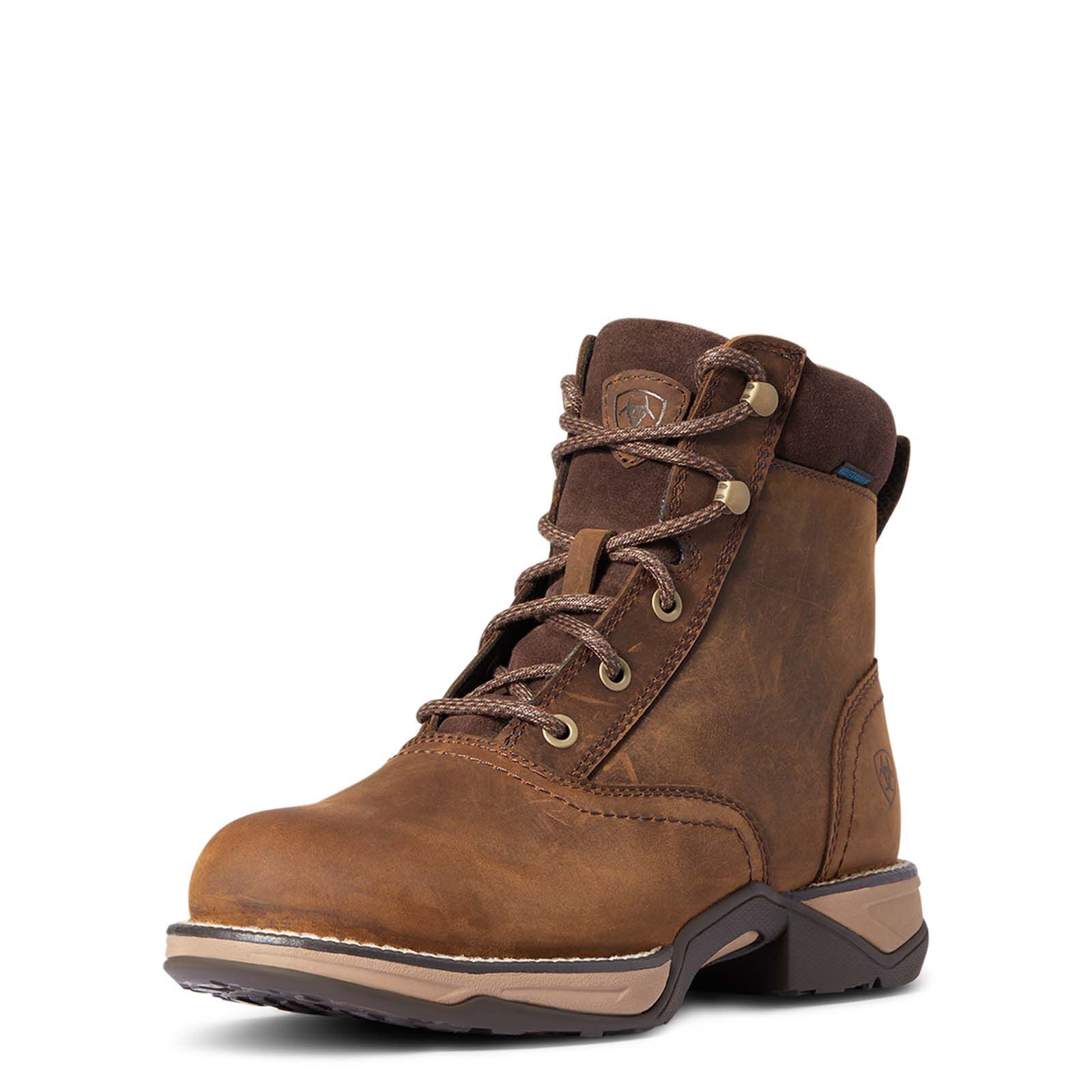Ariat Anthem H2O dam vattentäta snörstövlar med rund tå, Distressed Brown, 37