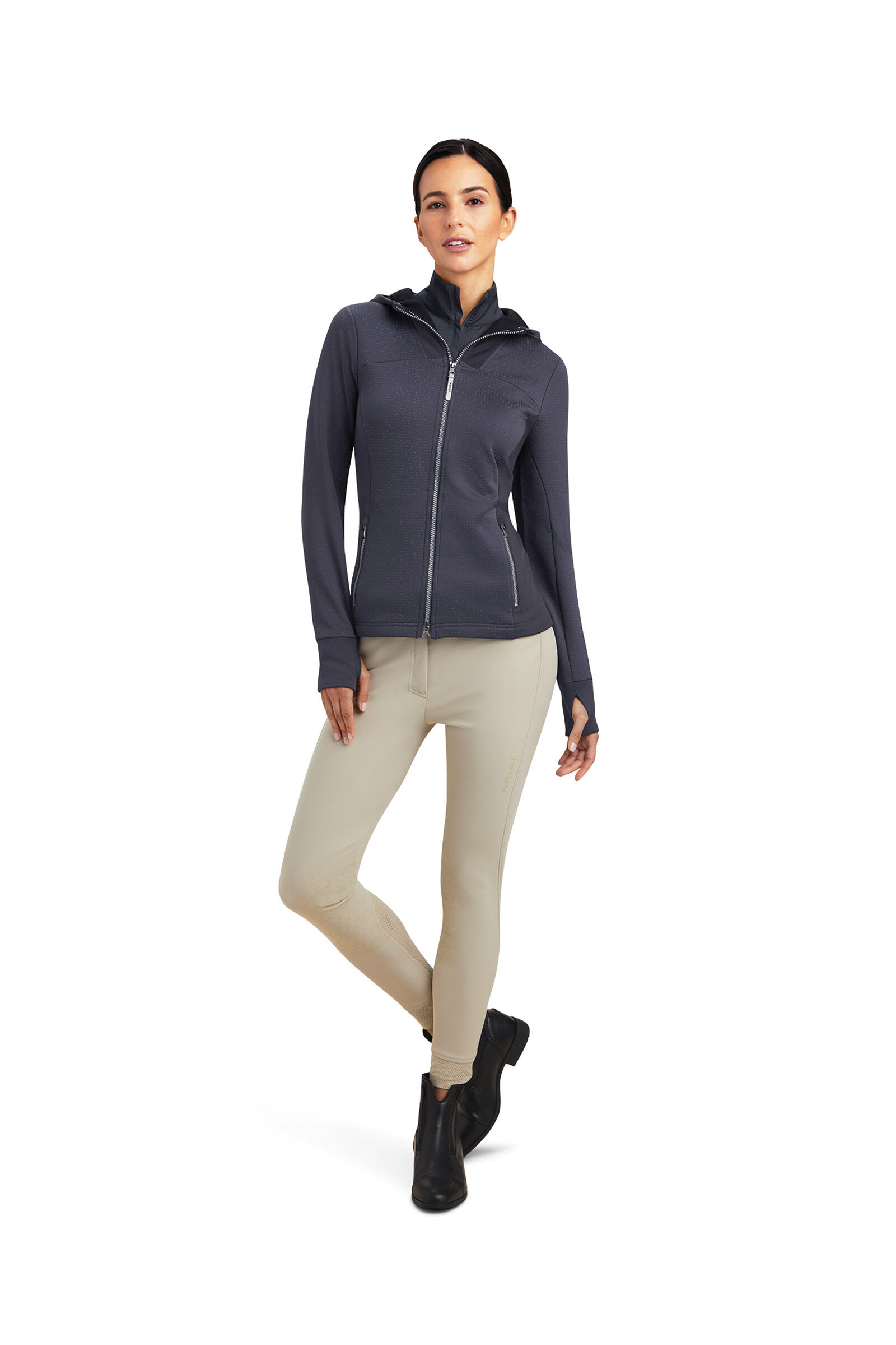 Sweat à capuche entièrement zippé Ariat Lumina pour femme, Ebony dark grey, XS