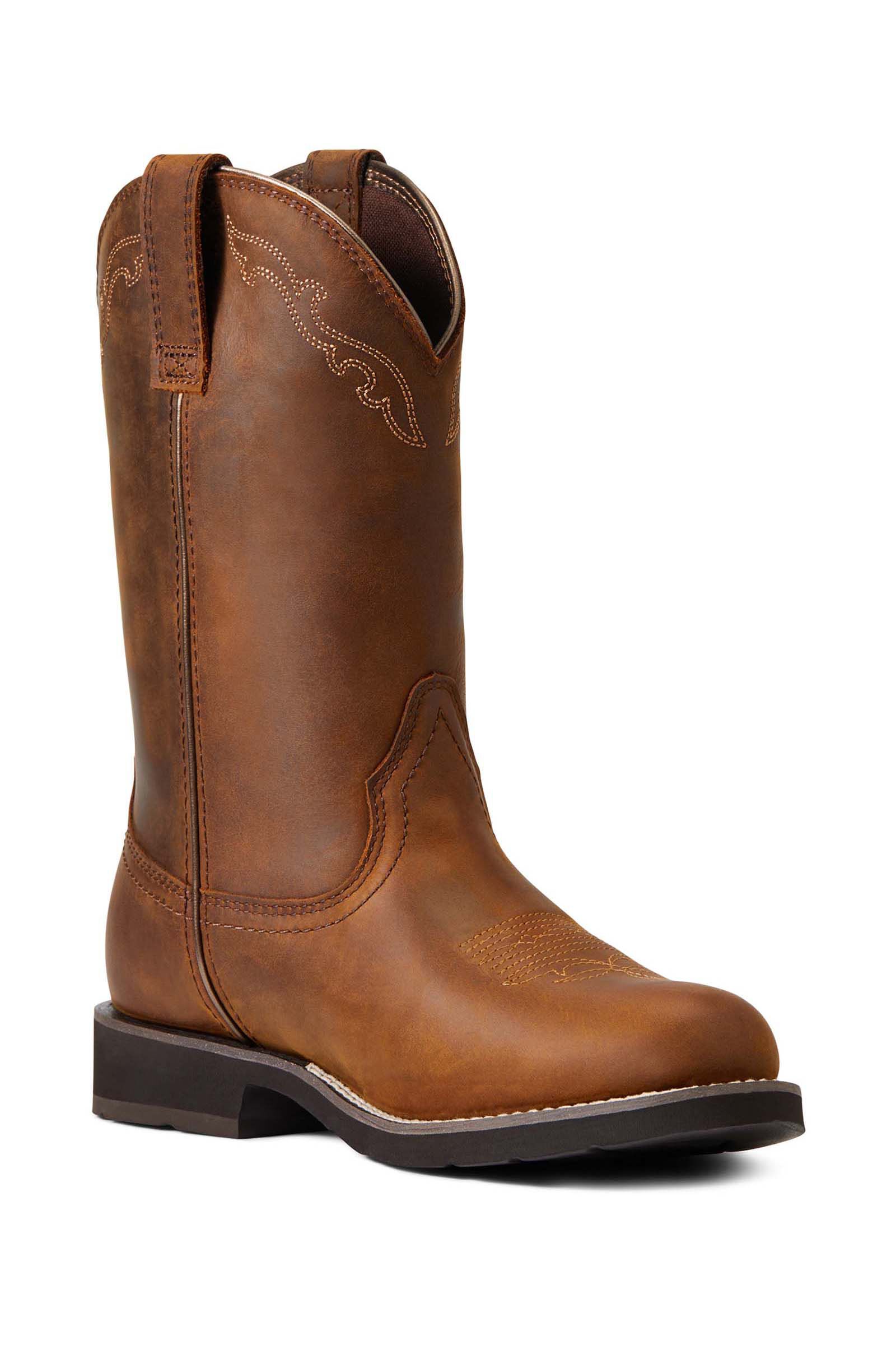 Ariat Delilah Round Toe H2O Women's Waterproof Western Boots, Distressed Brown, 37.5