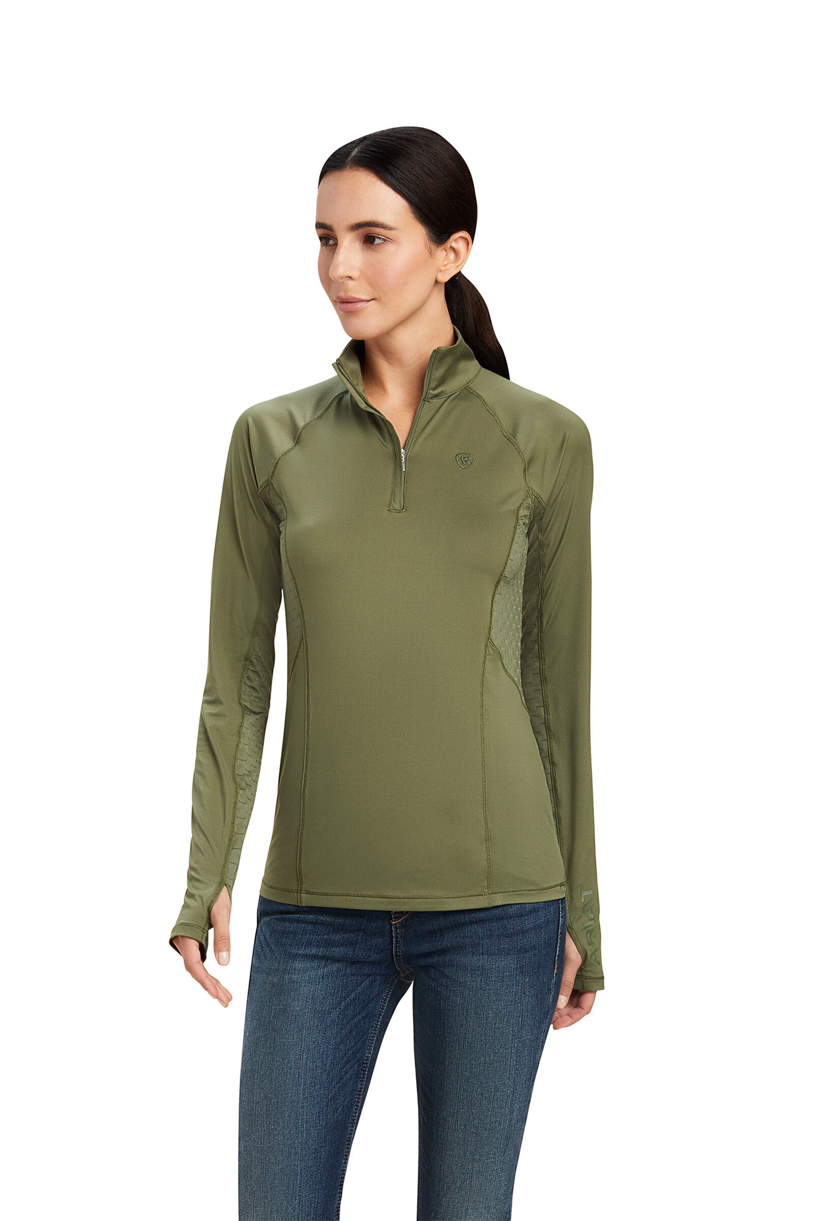 Ariat Lowell 2.0 Women's 1/4 Zip Baselayer Shirt, Four Leaf Clover Dark Green, XS