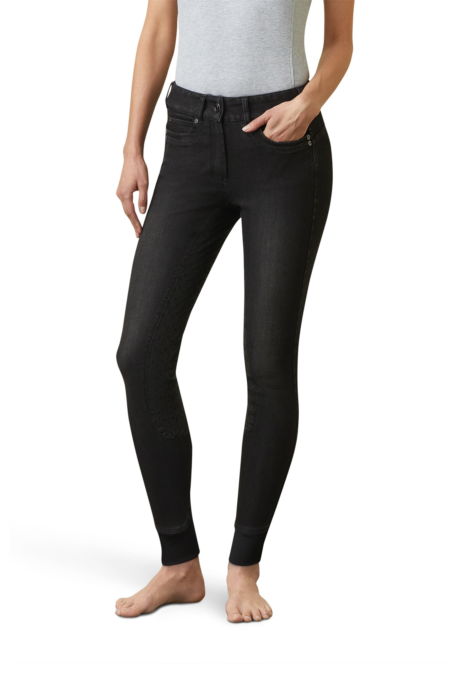 Ariat Halo B Women's Denim Full Grip Breeches, Black, 36R