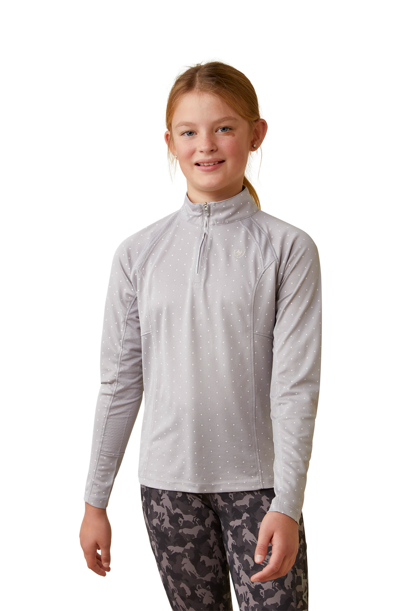Ariat Yth Sunstopper 2.0 1/4 Zip Lasten Baselayer, Silver Grey, S