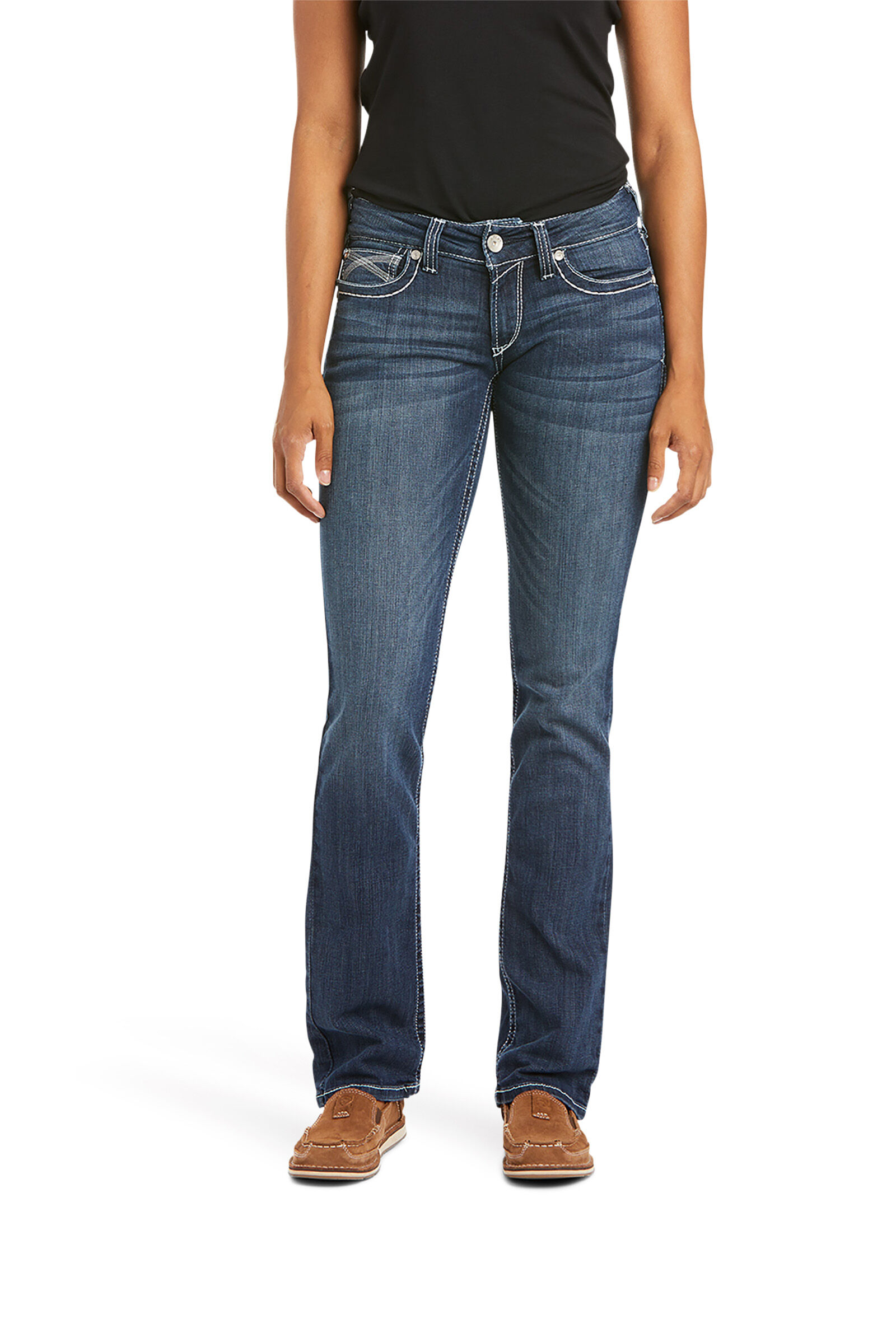 Ariat Women's R.E.A.L. Mid Rise Stretch Ivy Stackable Straight Leg Jeans