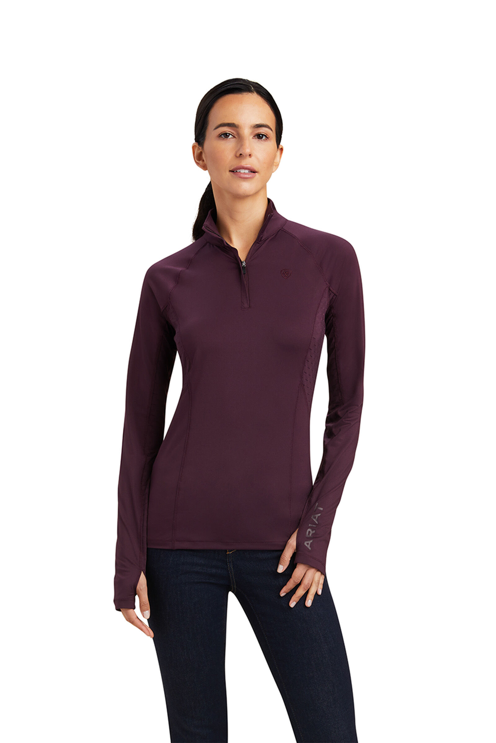 Ariat Lowell 2.0 Women's 1/4 Zip Baselayer Shirt, Mulberry Red, L