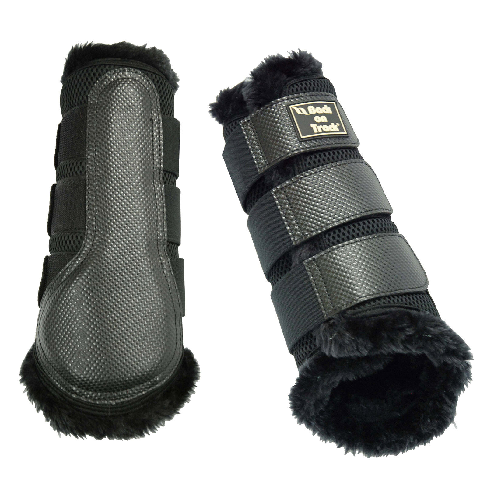 Back on Track Stivali stinchiere a rete in 3D con pelliccia sintetica, S-M, Black, M