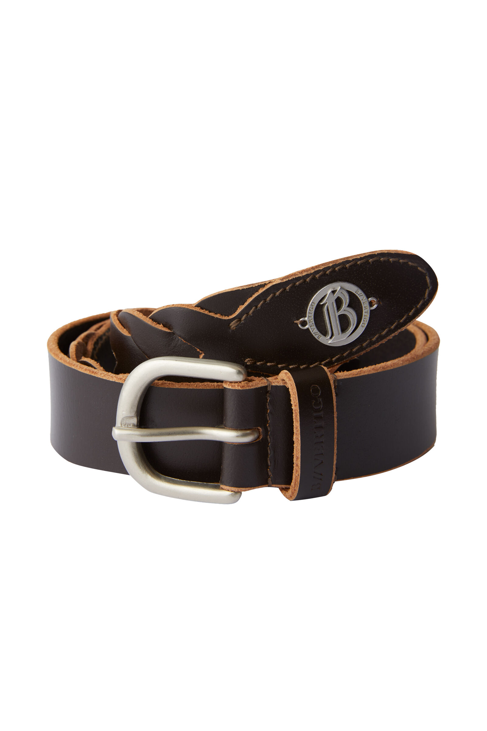 B Vertigo Geflochtener Ledergürtel Dark Brown 75 Frauen