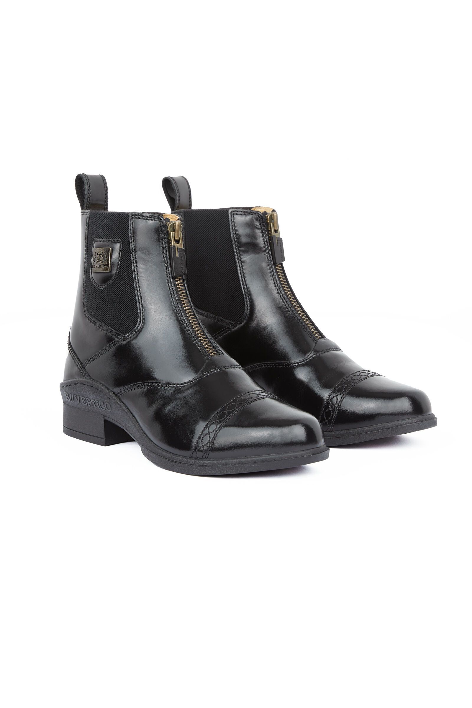B Vertigo Women's Saturn Front-Zip Leather Jodhpur Boots, Black, 39