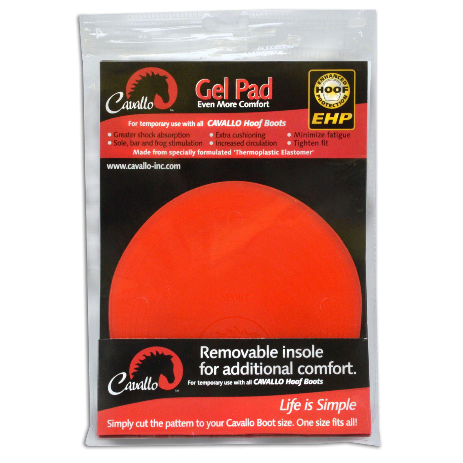 Cavallo Hoof Boots F.R.A. Gel Pads (2pcs), Red, ONE SIZE