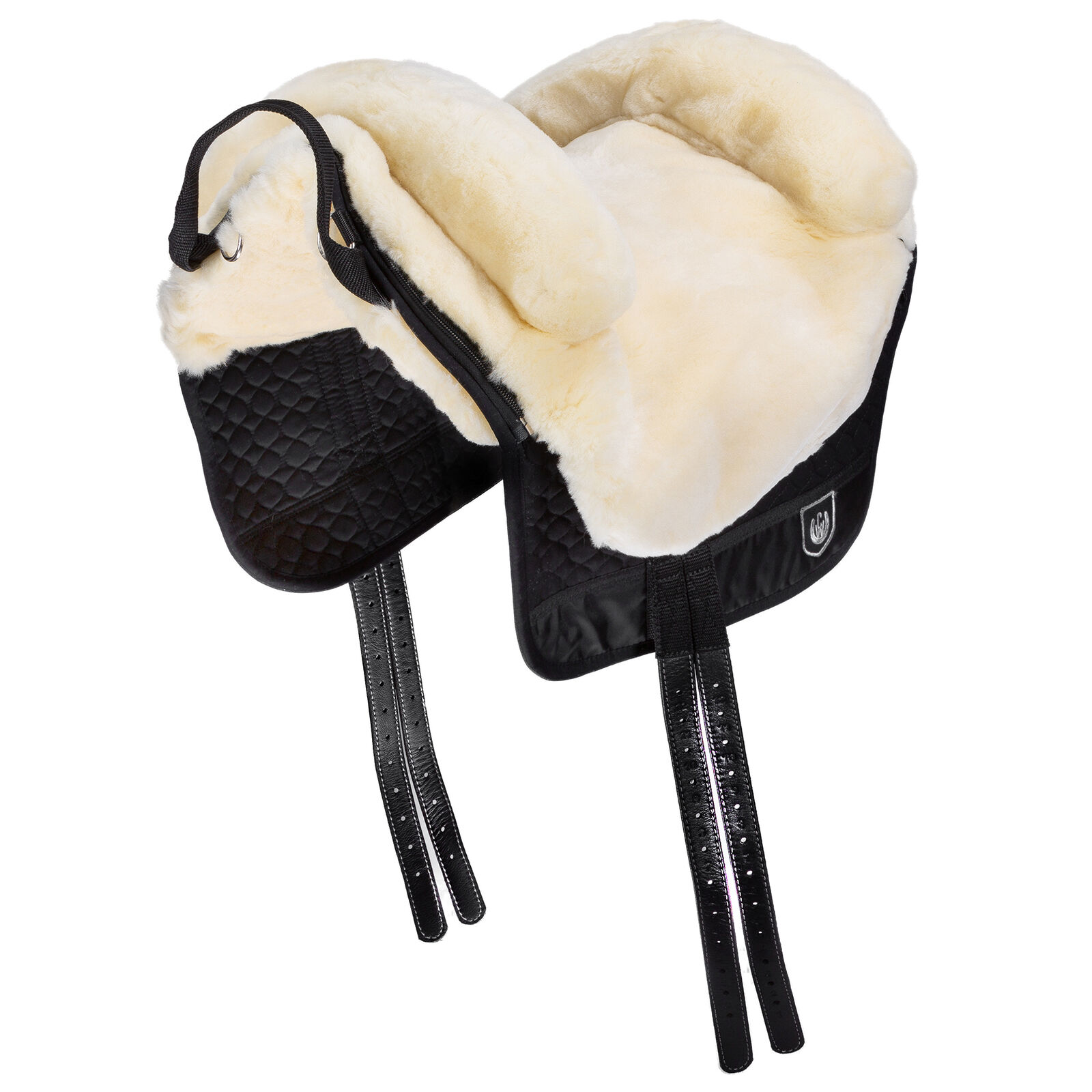 Christ Bareback Iberica Plus Lambskin Saddle, Shetland, Natural/Black/Natural, SH