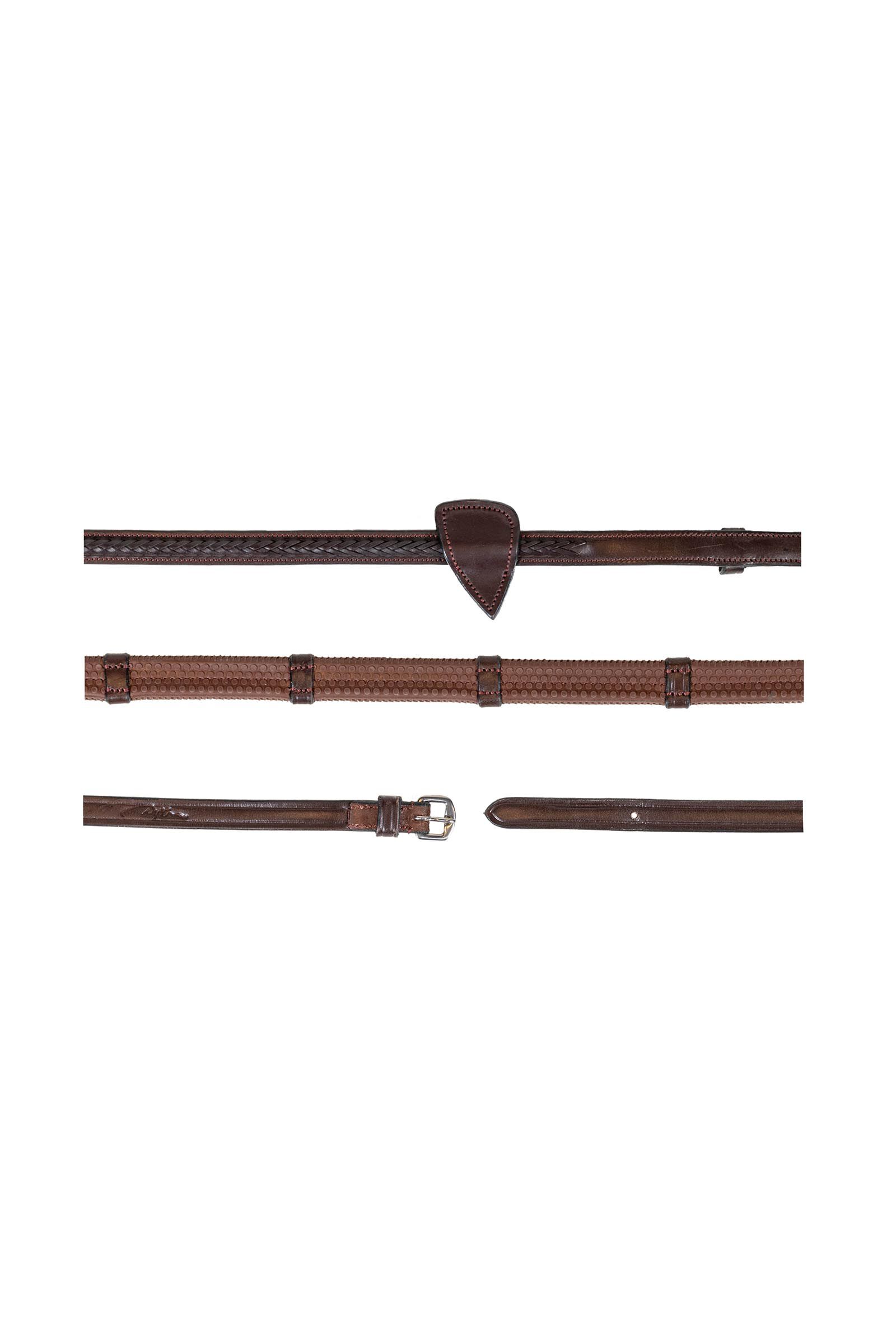 Dy'on New English 1/2 Rubber Reins Plaited Finishing With 7 Leather Loops