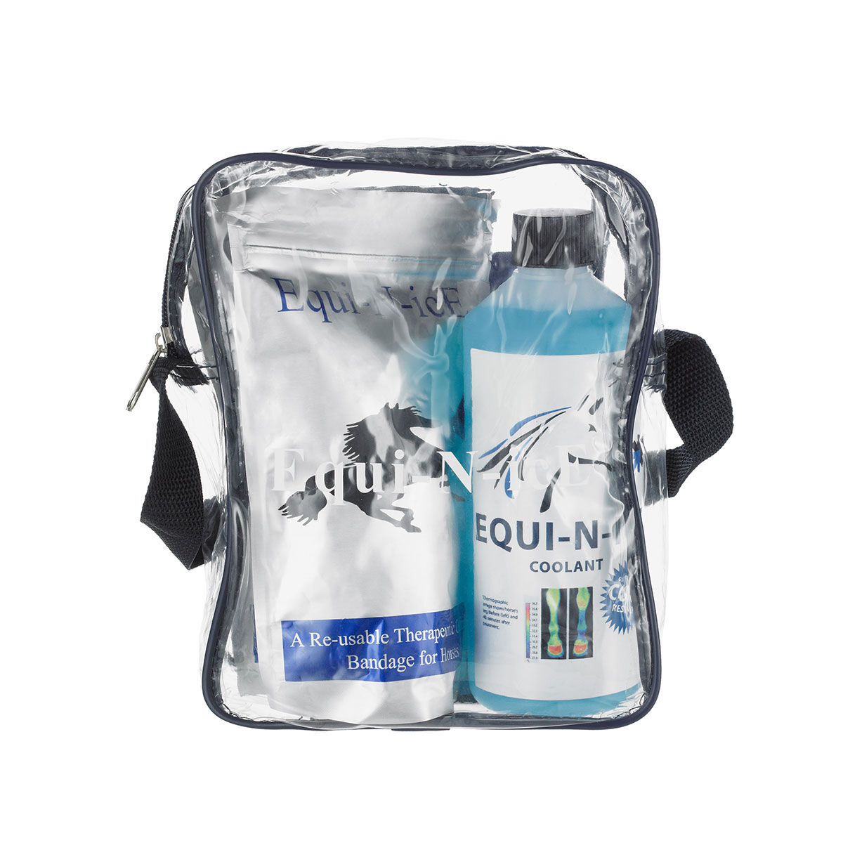 Equi-N-icE stallpaket (2 bandage + 500ml), White/Blue, 500