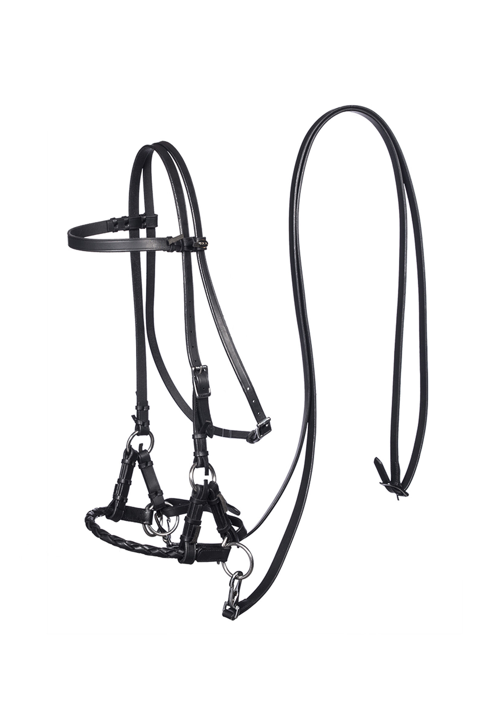 F.R.A. Freedom Riding Articles Pariba Sidepull (System 3) tkany nachrapnik z wodzami, Black, C