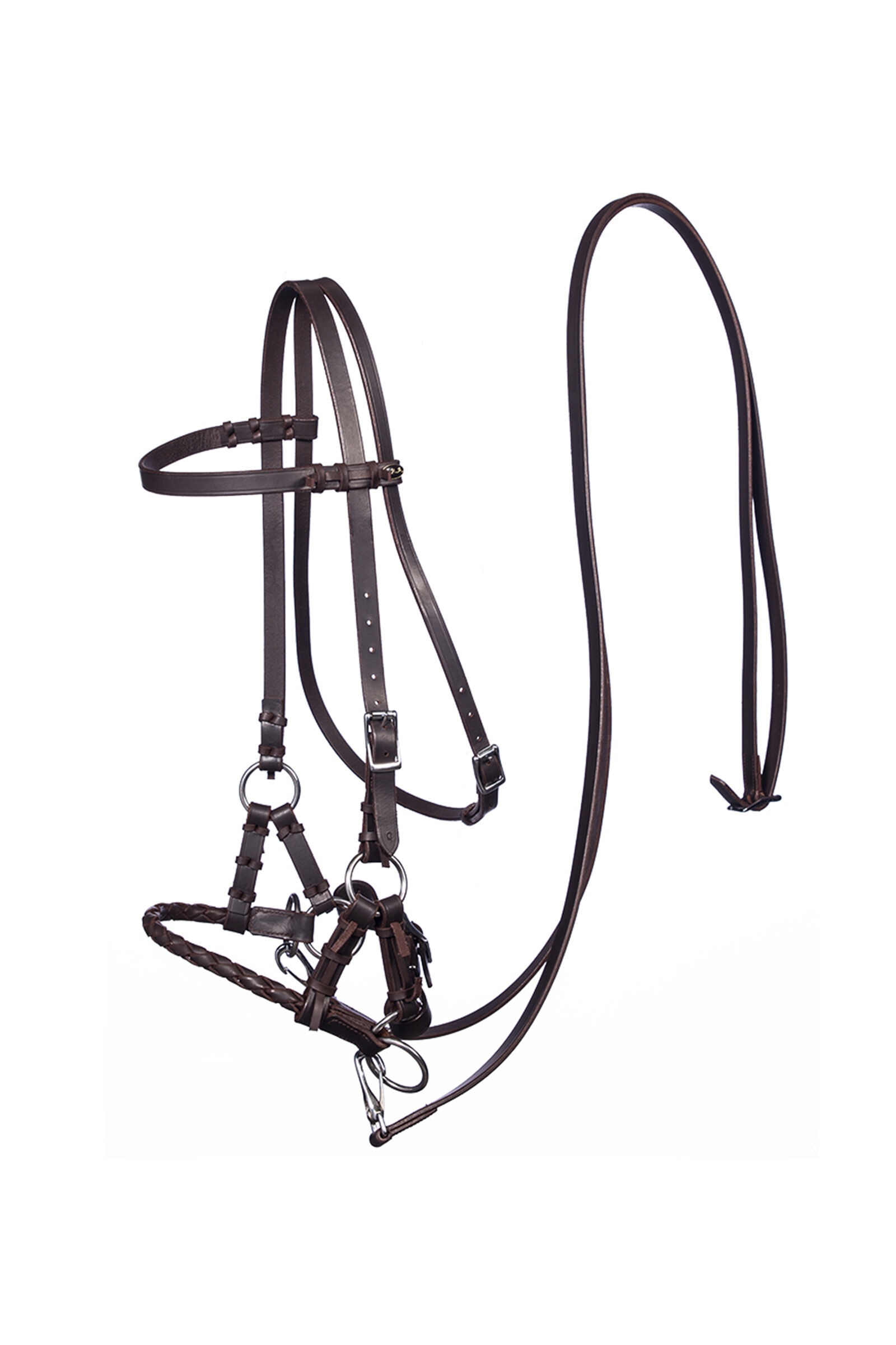 F.R.A. Freedom Riding Articles Pariba sidepull (System 3) vävd nosgrimma, med tyglar, Brown, F