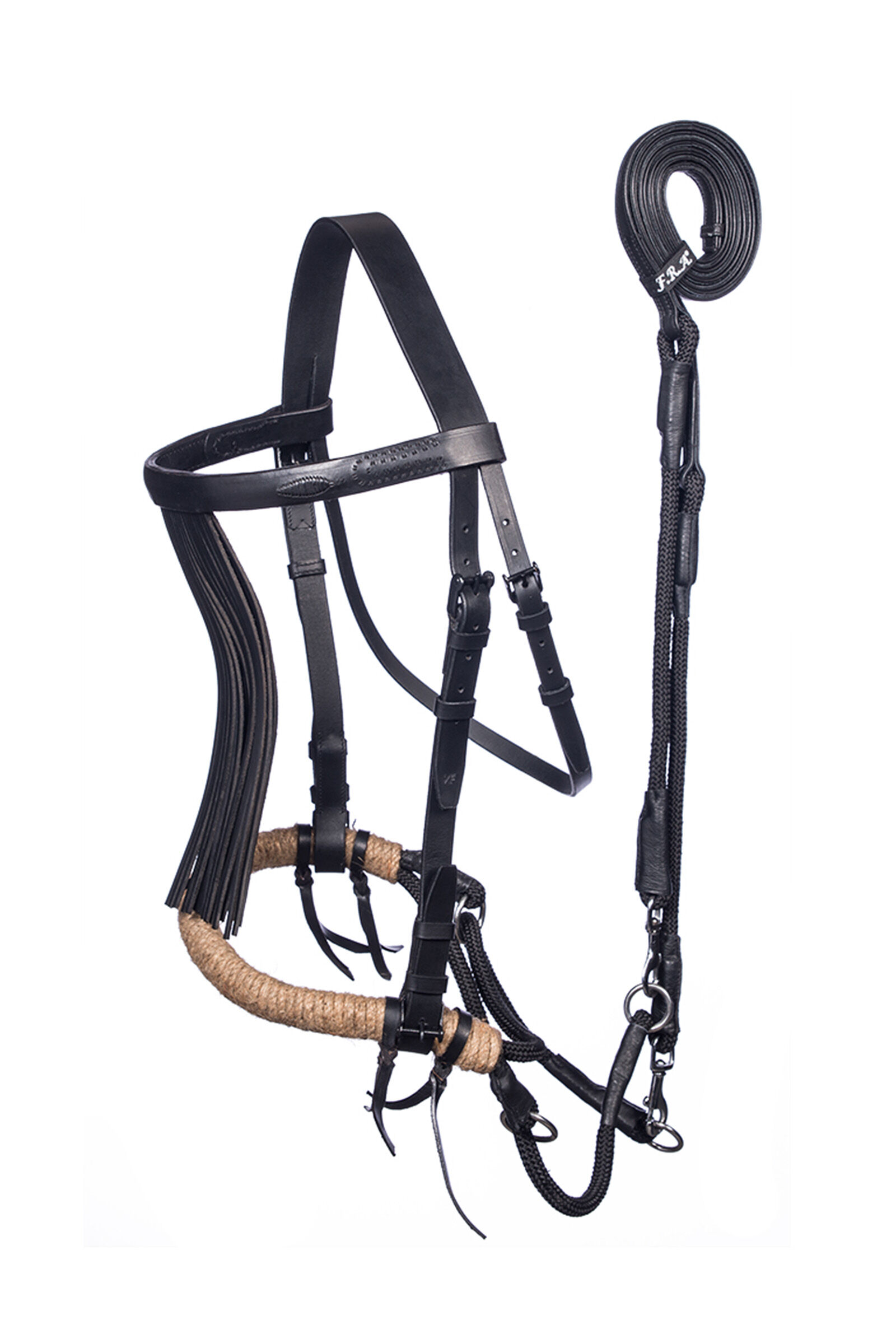 F.R.A. Freedom Riding Articles Tinver Bitless Bridle With Reins (System 4), Shire, Black, XF