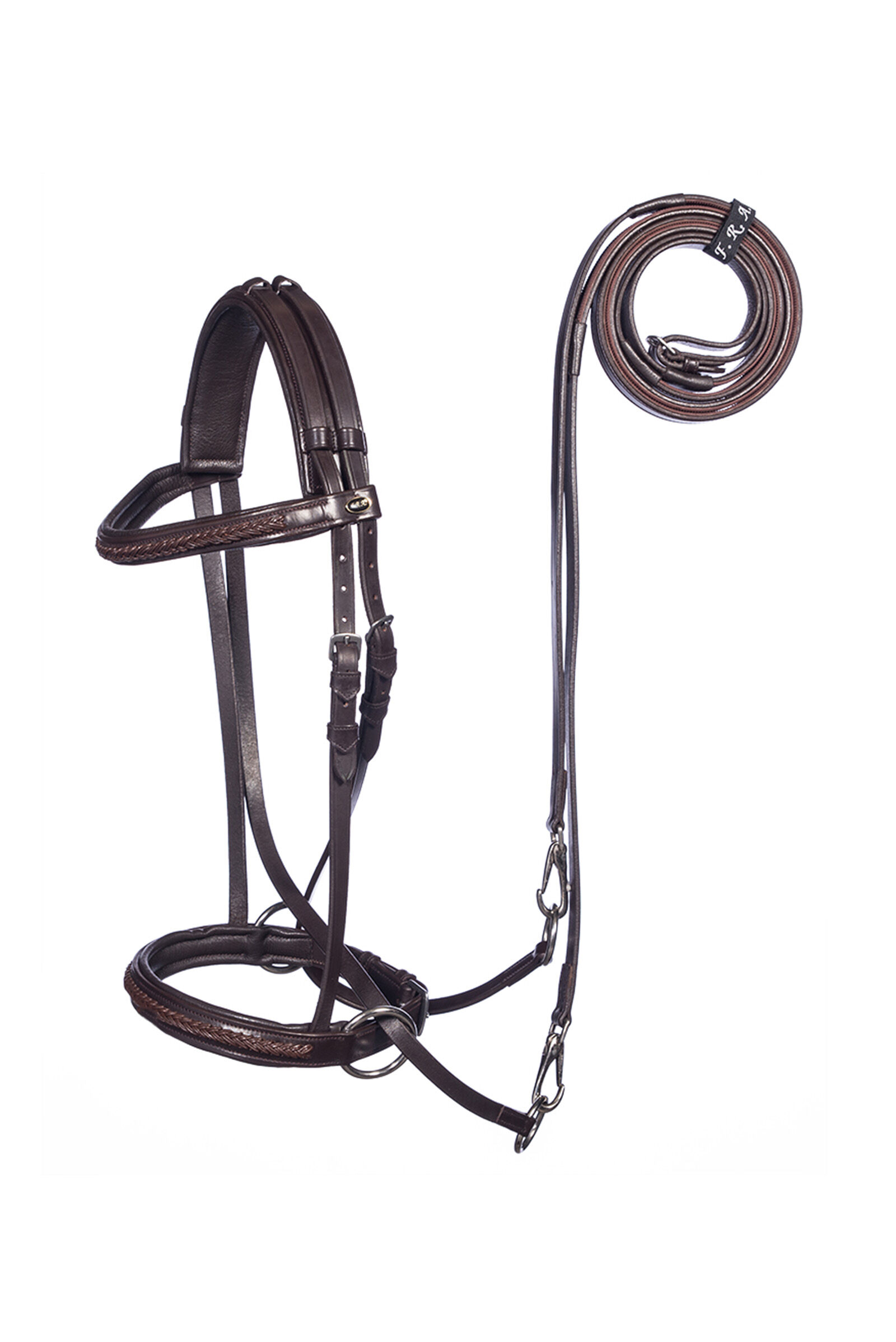 F.R.A. Freedom Riding Articles Ulan Bitless Bridle (System 5) Leather w/ Leather Reins, Brown, C