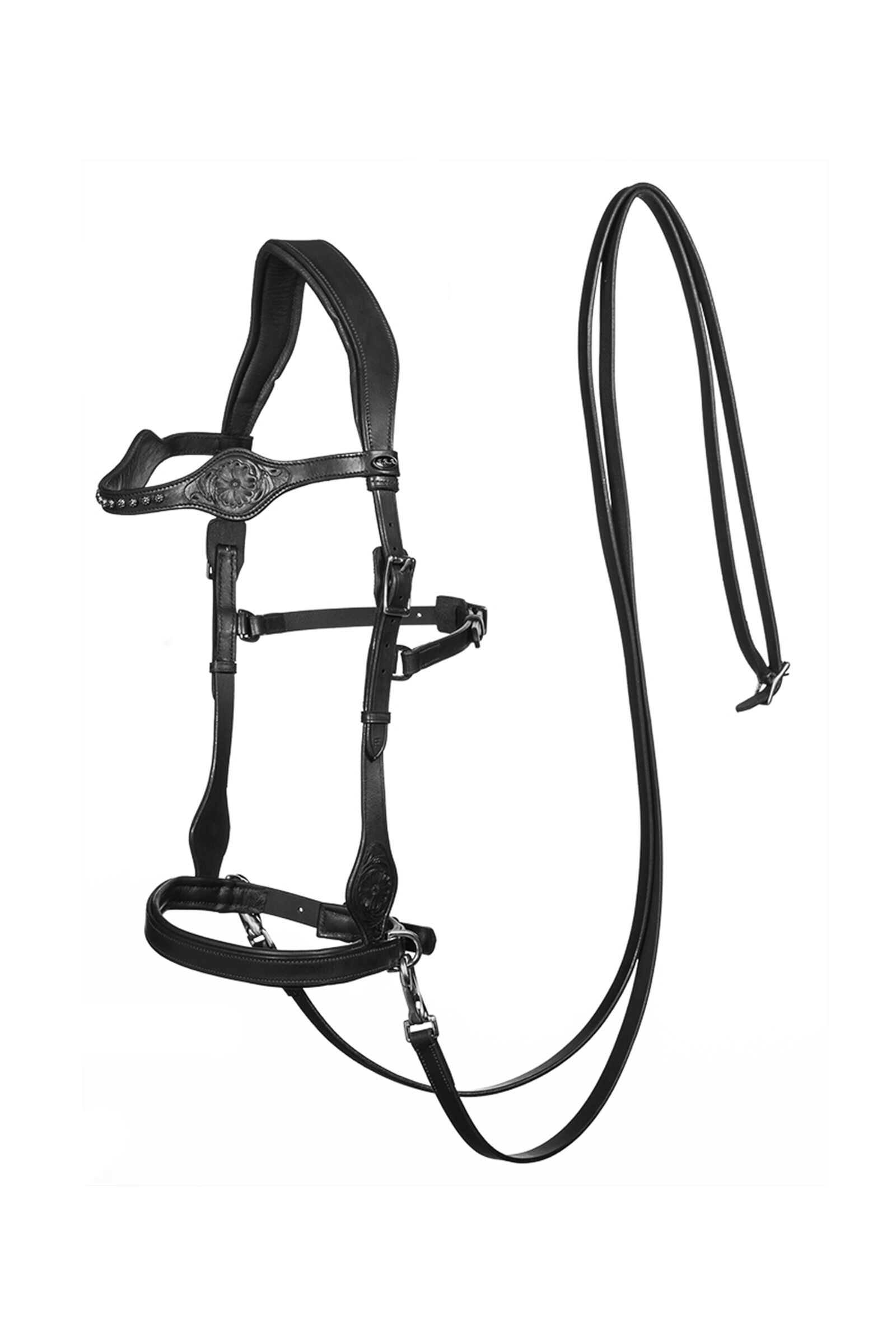F.R.A. Freedom Riding Articles Dandy ogłowie sidepull z wodzami (System 3), Black, F