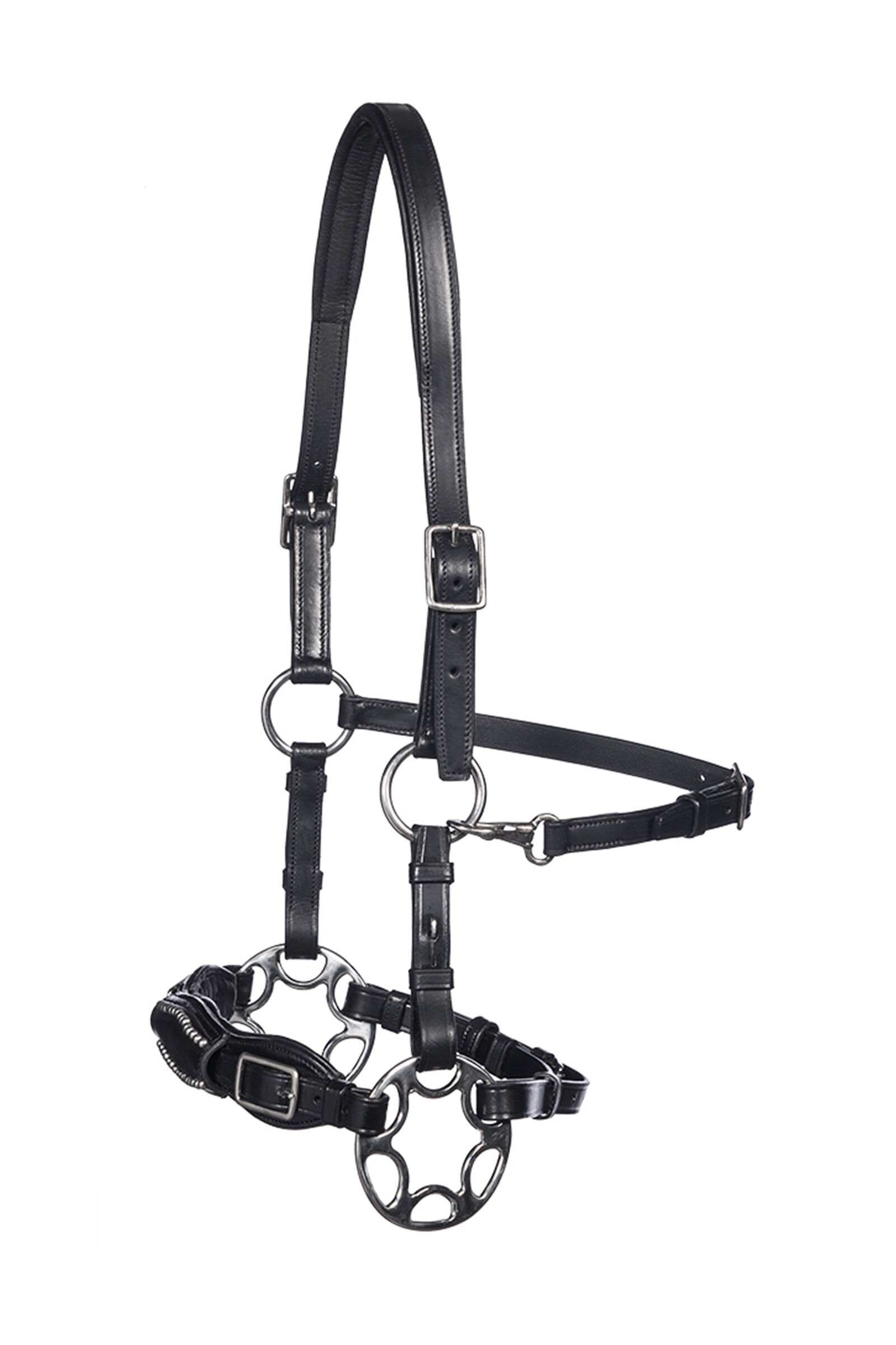 F.R.A. Freedom Riding Articles Miranti Hackamore (System 2) Skóra, paski na szczęki, z nożyczkami, Black, ONE SIZE