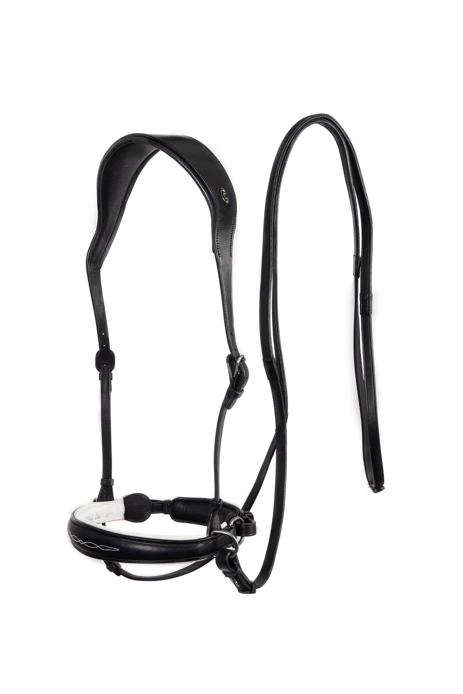 F.R.A. Freedom Riding Articles Alizée Mistral bride sans mors avec rênes (système 3), Black/White, C