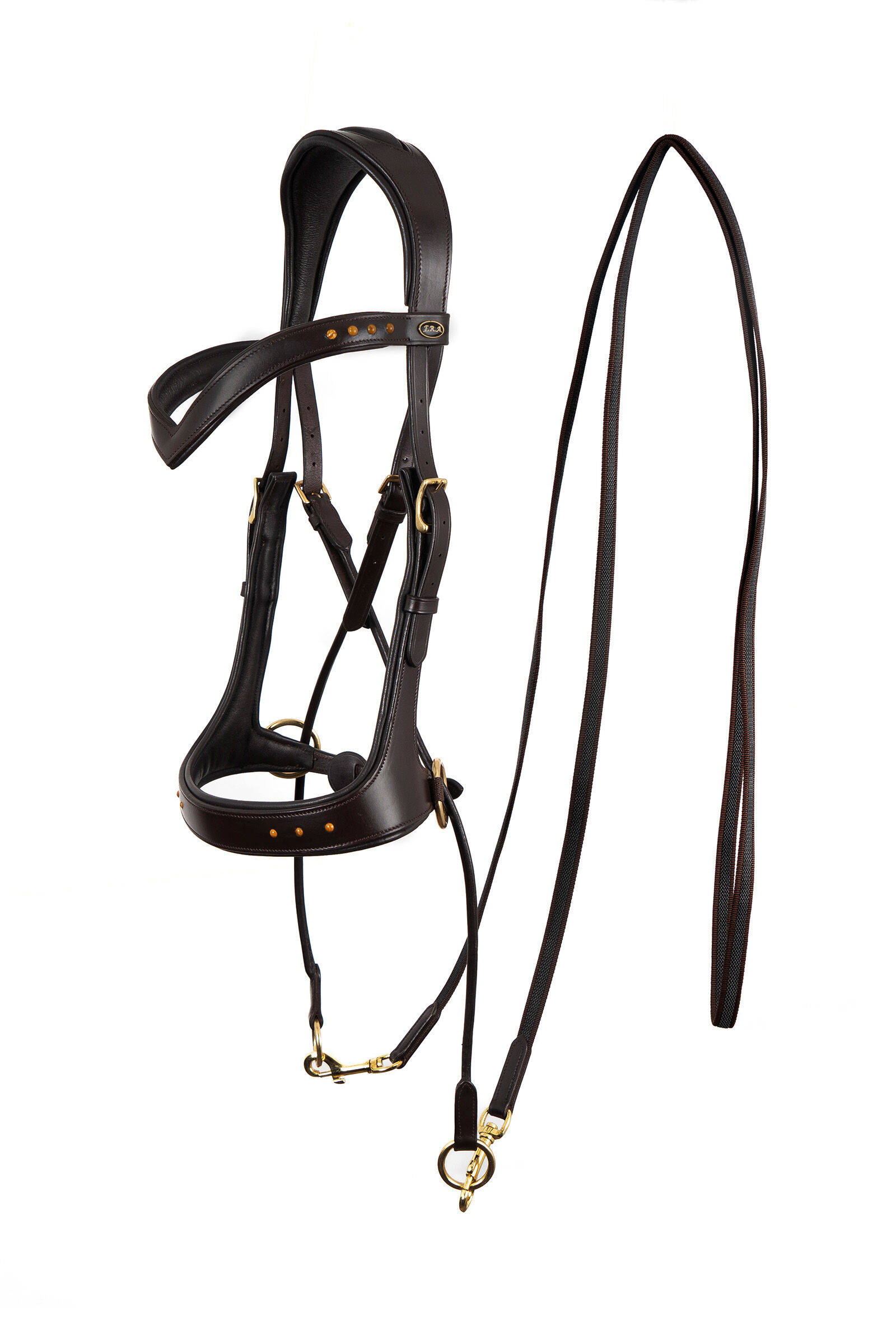 F.R.A. Freedom Riding Articles Glory bitloos hoofdstel met teugels (system 5), bruin, Brown, F