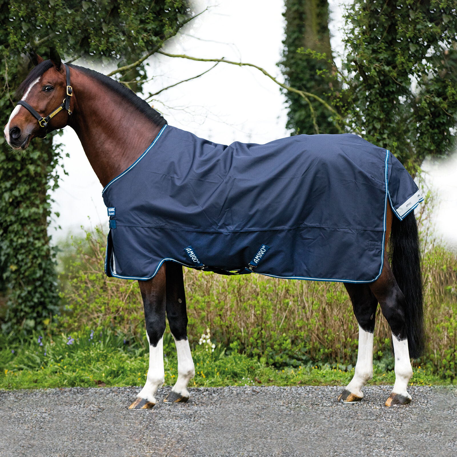 Horseware Amigo Bravo 12 buitendeken, 0 g, Dark Blue/Dark Blue, 130