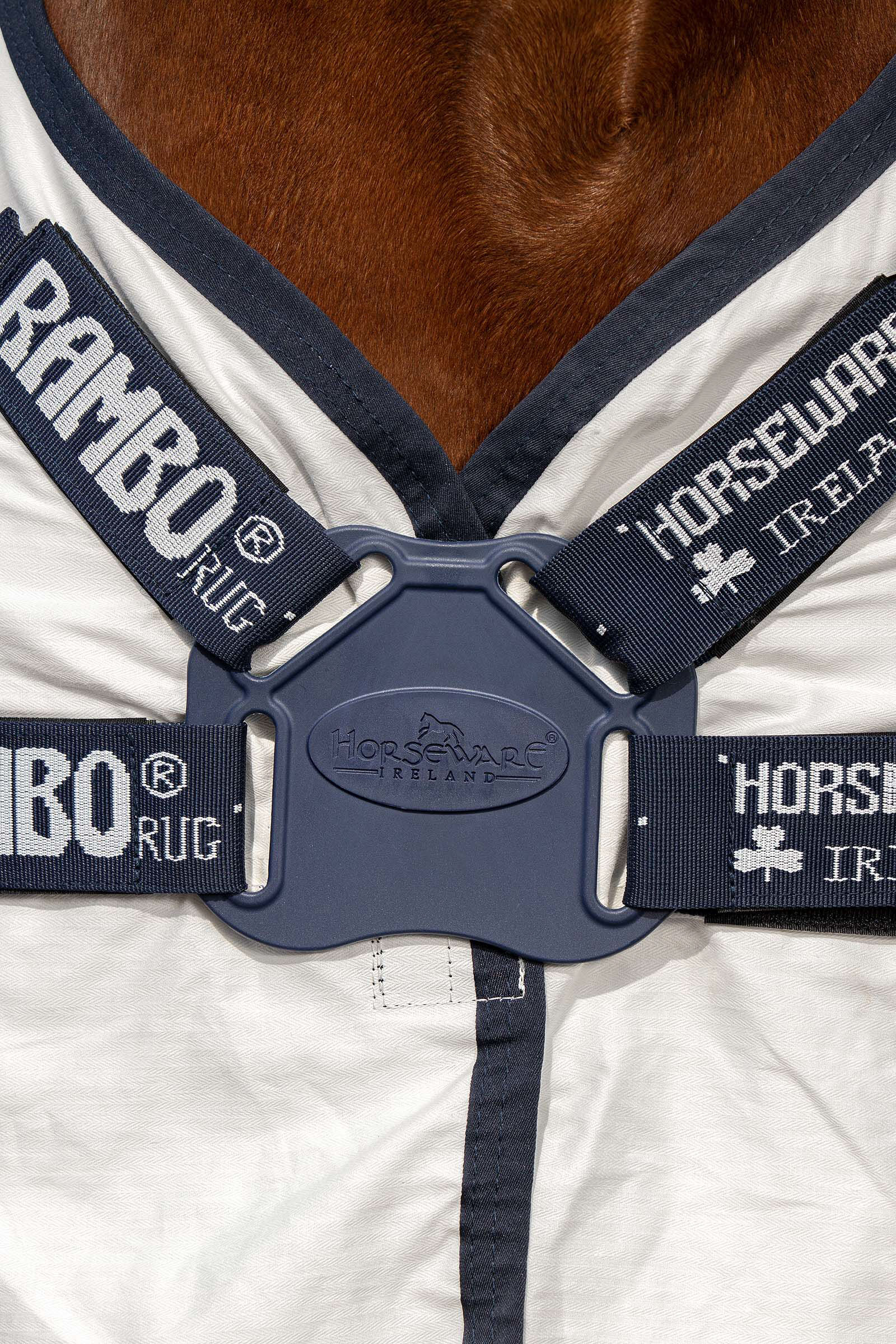 Horseware Rambo Natura Fliegendecke  White/Dark Blue 145 unisex