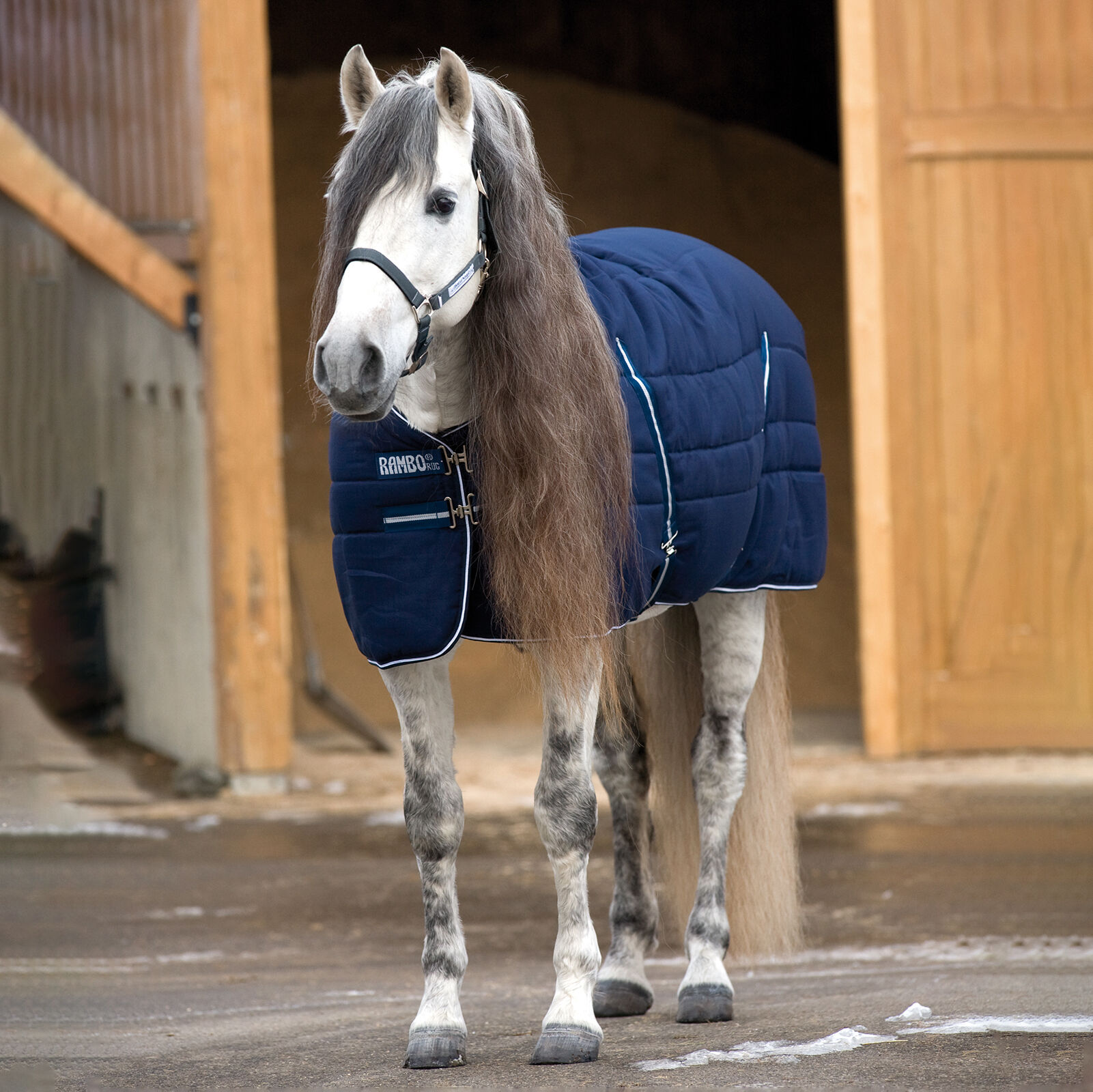 Horseware Rambo couverture écurie, 400g, Dark Blue/Dark Blue/White, 140