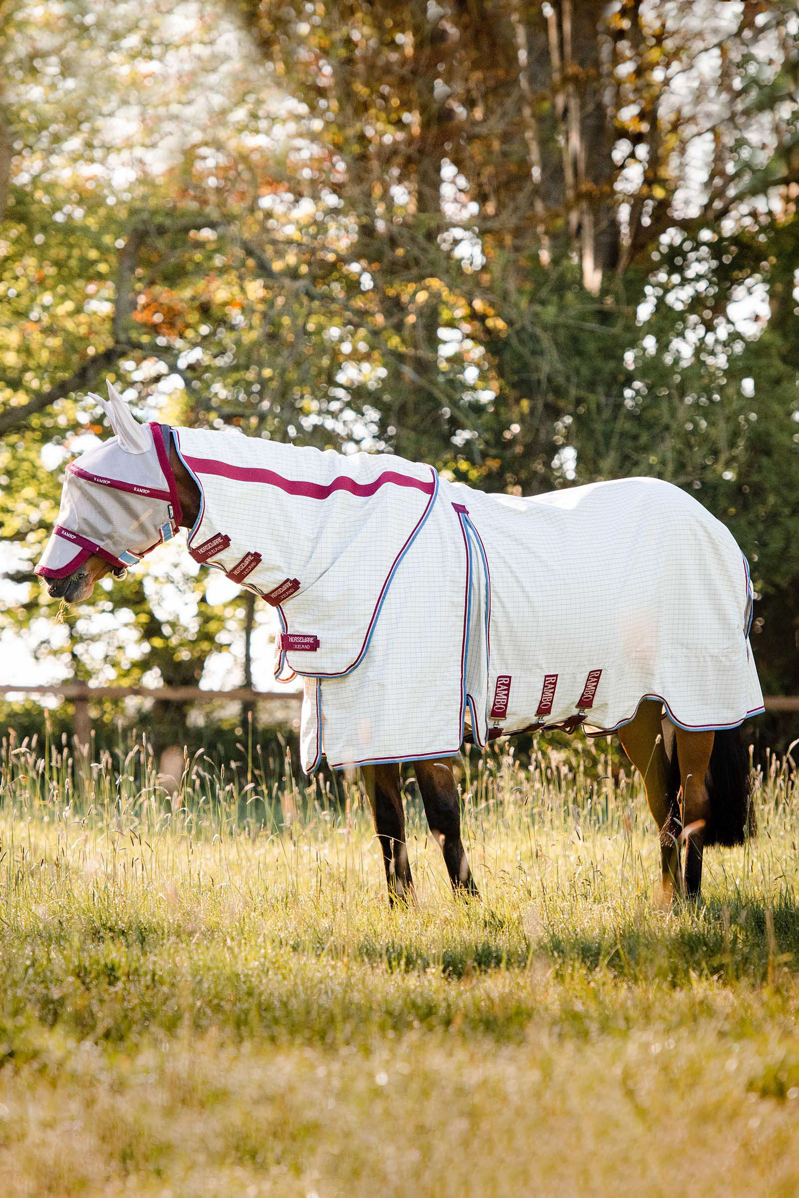 Horseware Rambo Optimo Supreme Turnout Rug With Disc-Closure, 0g, Navy/ Cherry, 130