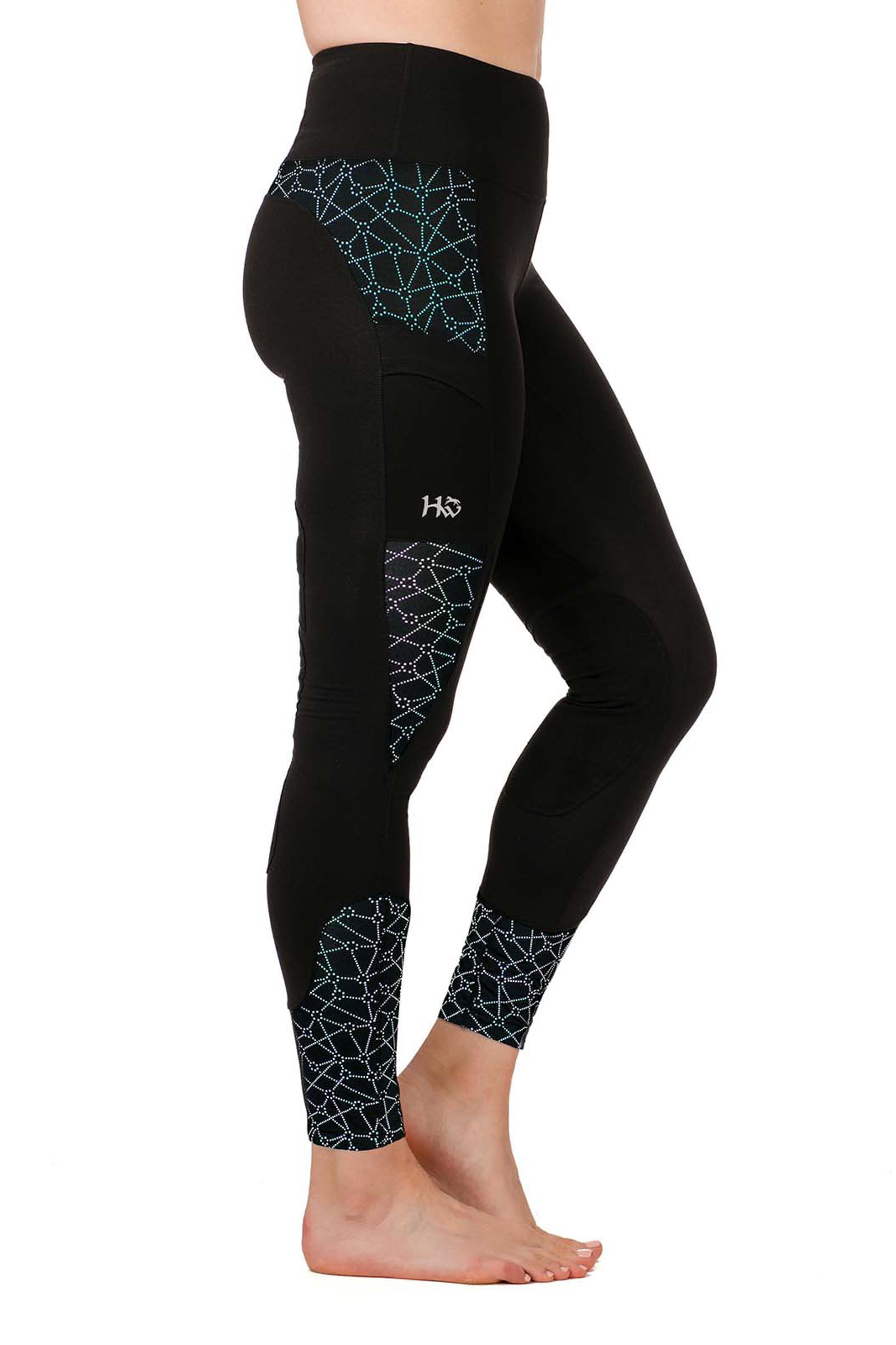 Horseware Reflective Riding Tights, Black/ Reflex, XS
