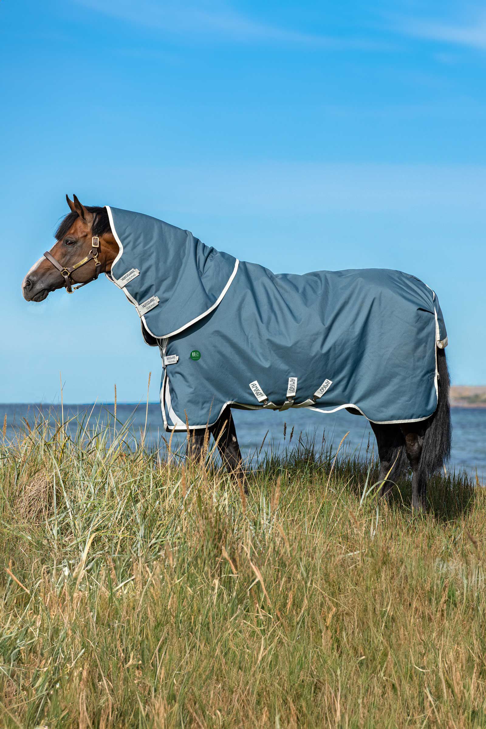 Horseware Amigo AmEco 12 Plus couverture d'extérieur avec cou amovible, 0g, Teal/ Grey, 145