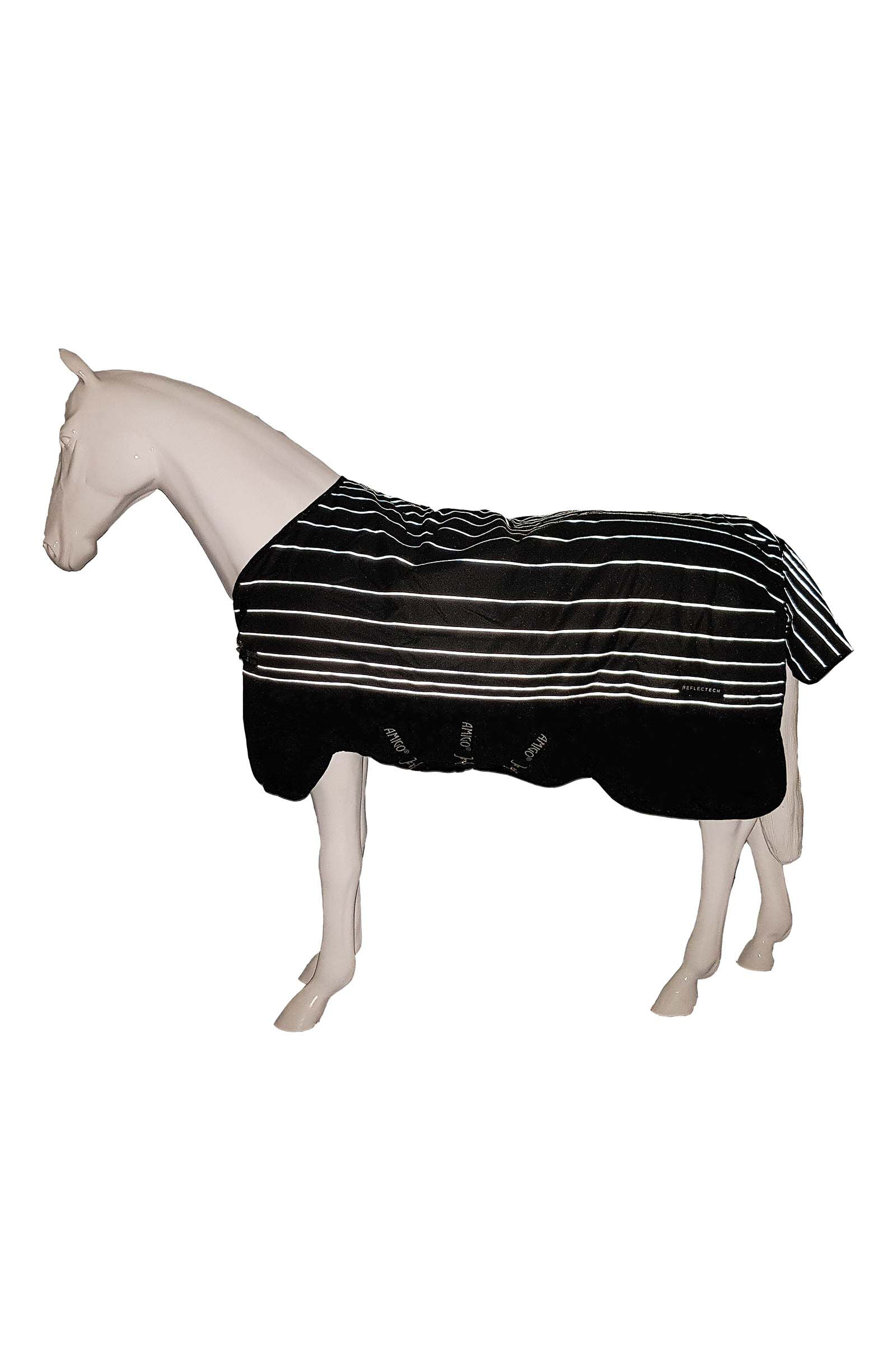 Horseware Amigo Bravo 12 Reflectech Plus couverture d'extérieur avec cou amovible, 250g, Black/Reflective/Black, 145