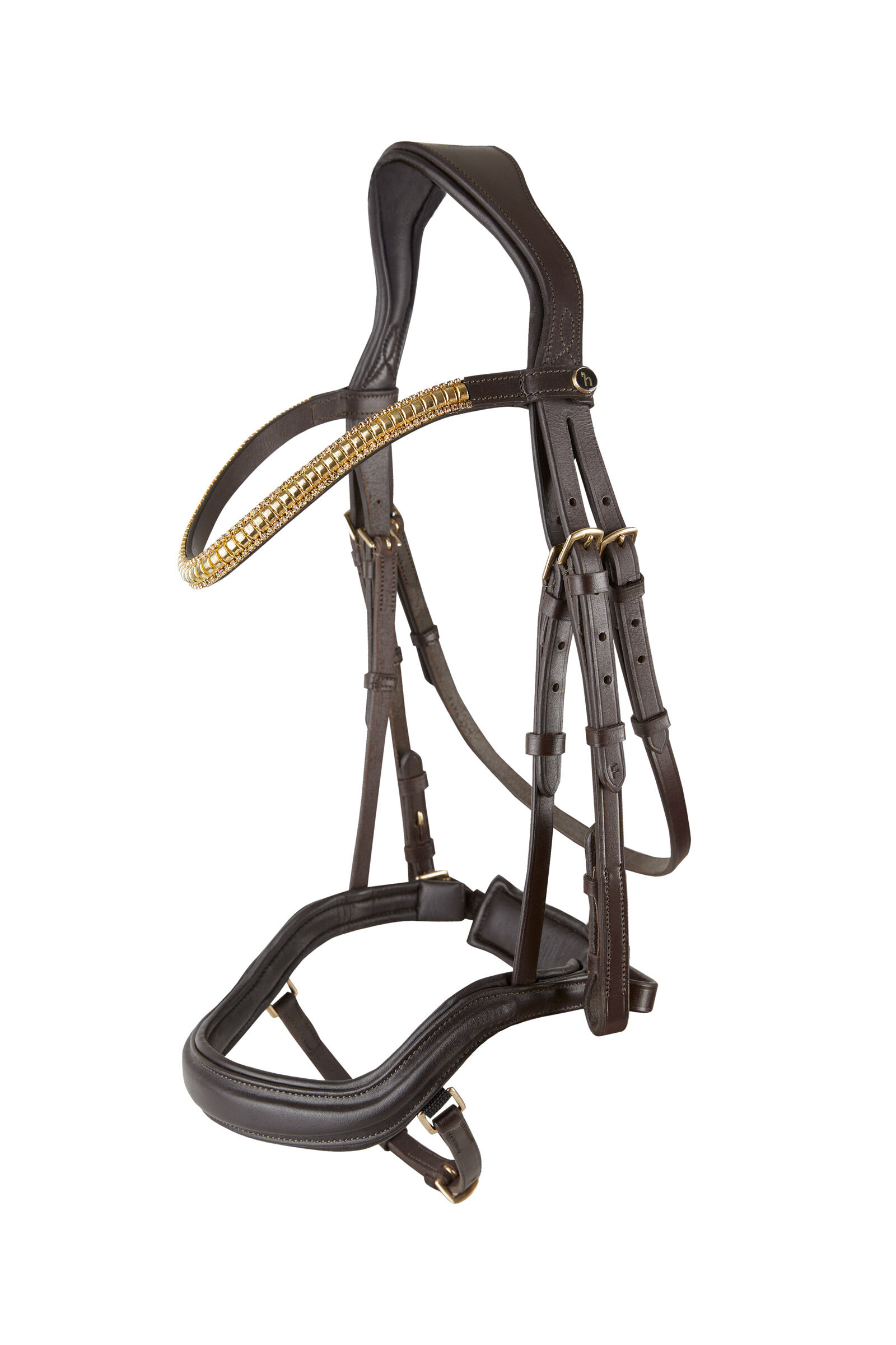 Horze Highbury Anatomische Trense mit Kristall-Stirnriemen  Dark Brown F
