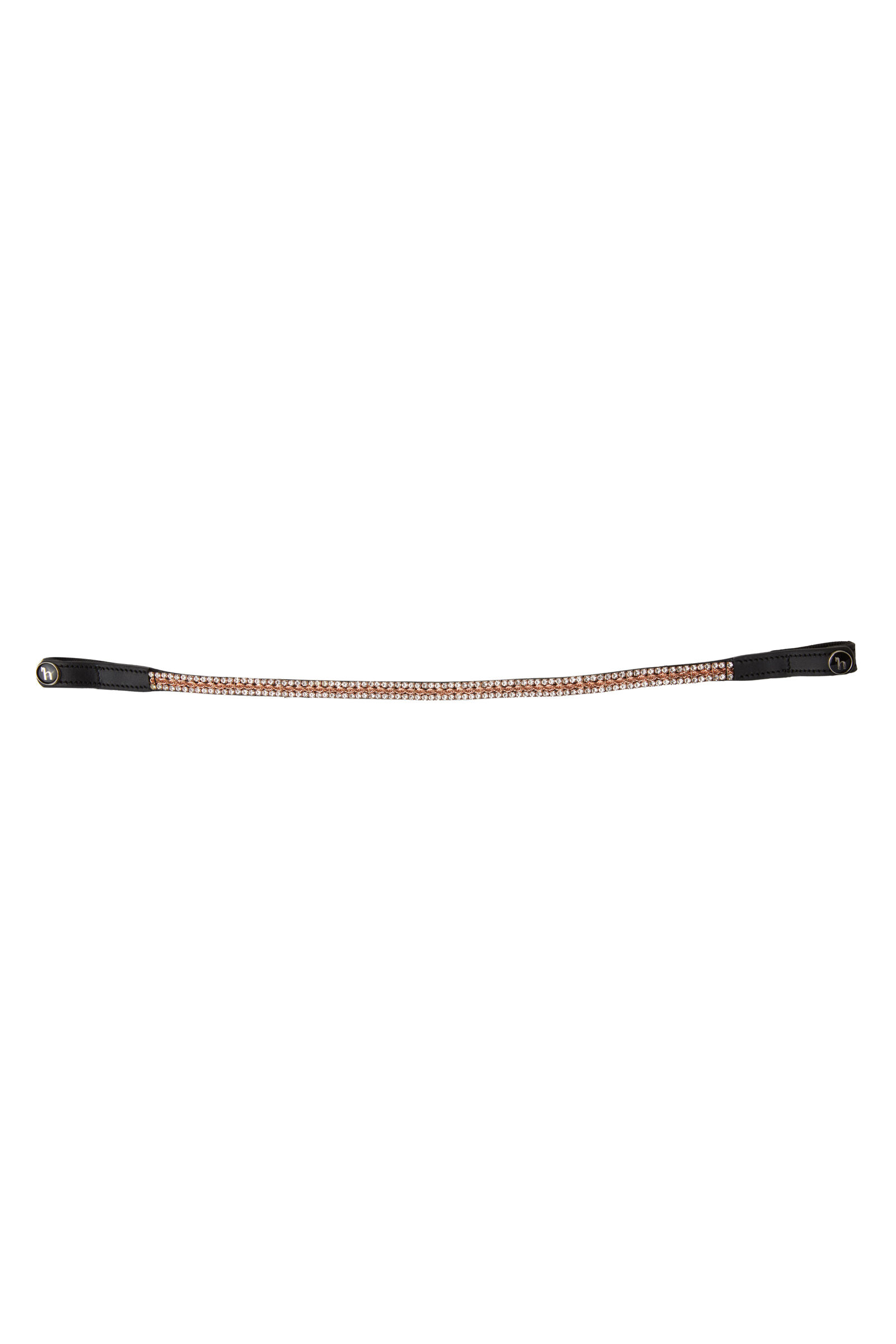 Horze Nancy Stirnriemen mit Kristallen und Flechtdetail  Black/Rose Gold P