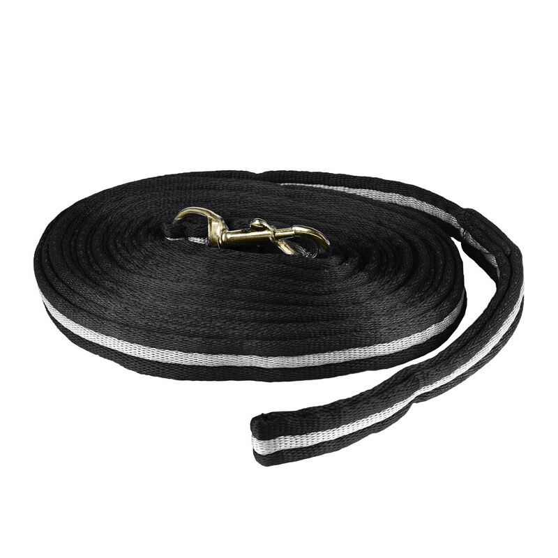 Longe en textile doux et à virole Horze, Black/Light Grey, 8.5