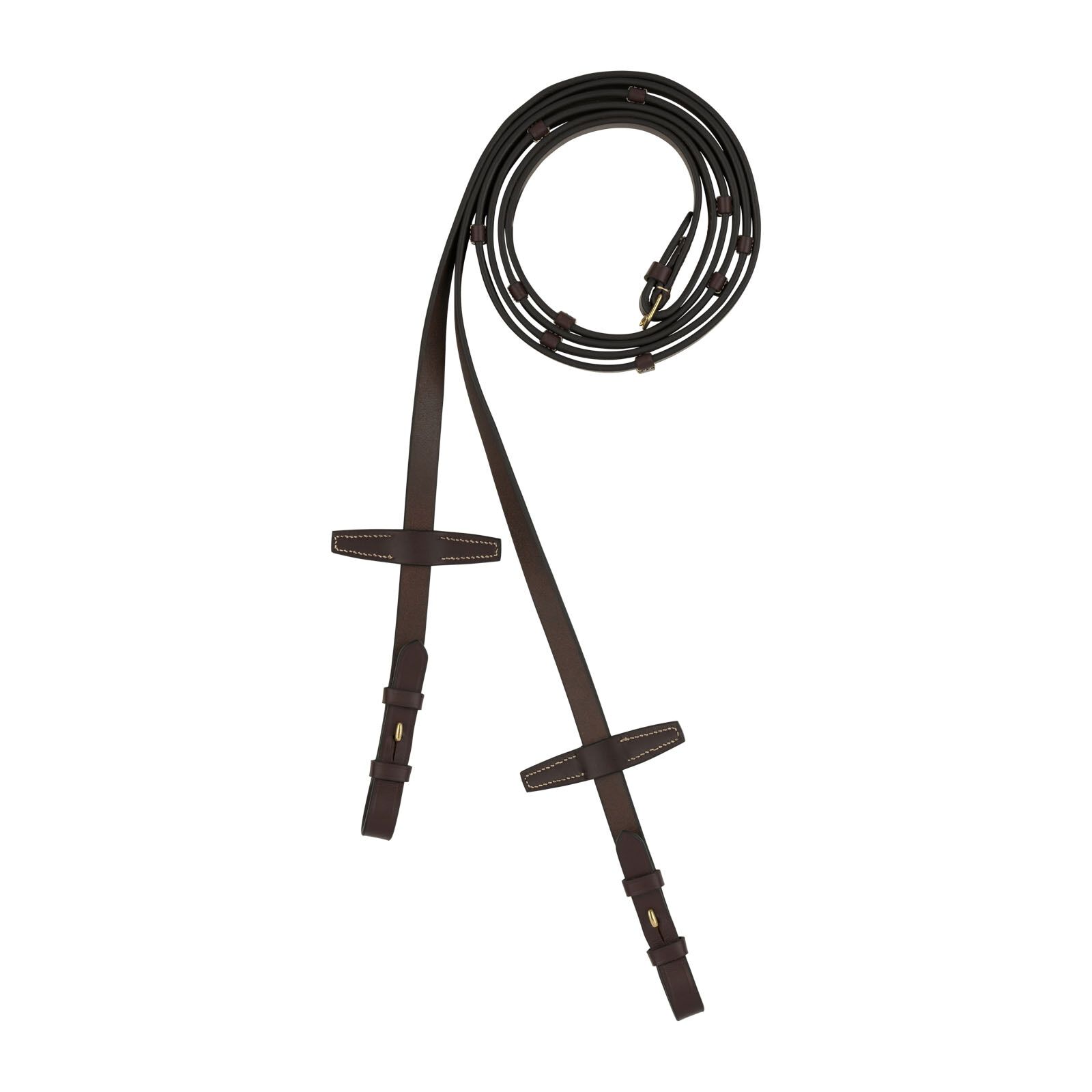 Horze Walthamstaw Leather Reins with Stoppers, Dark Brown, F