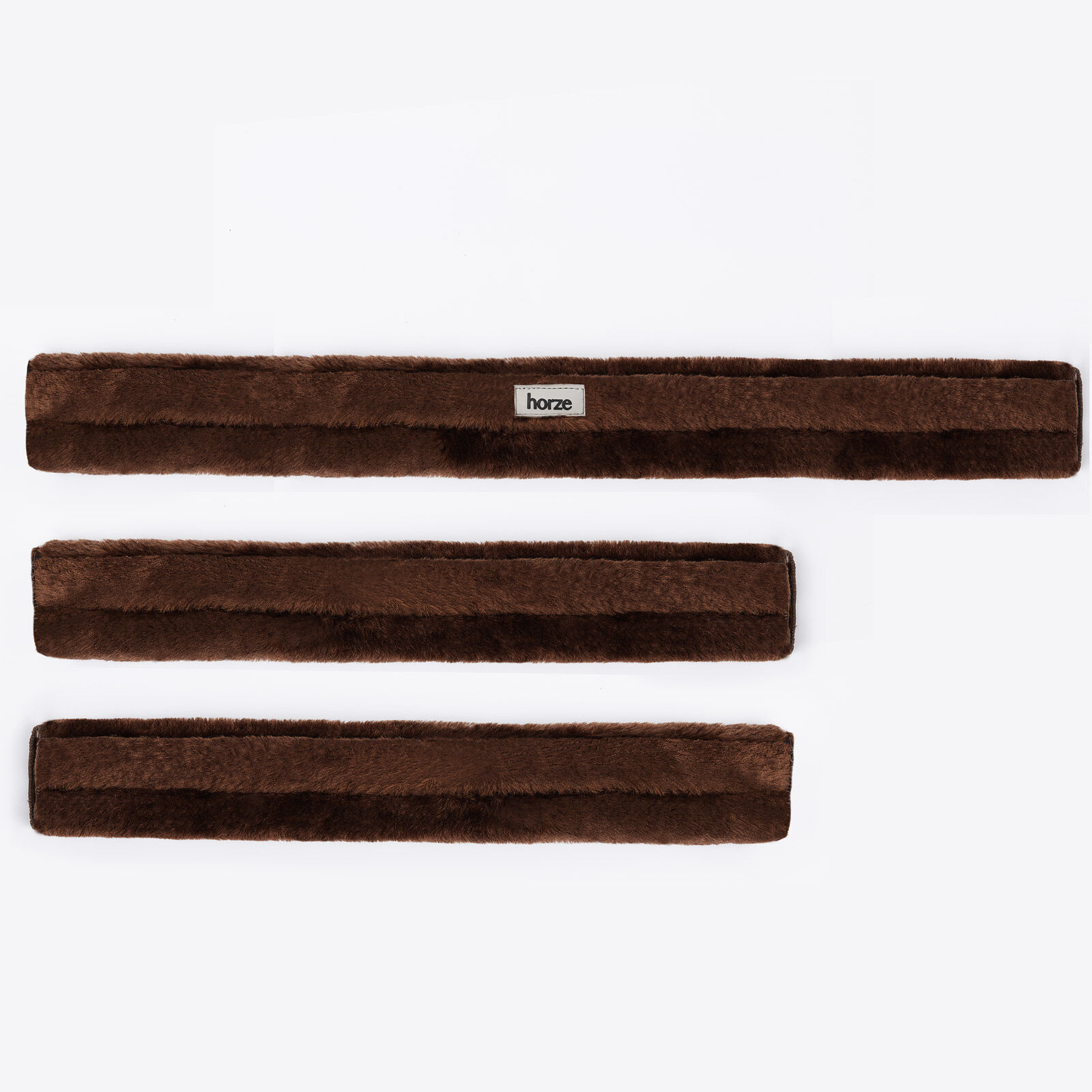 Horze Narvik Imitatiebont Borsttuig Set (3 stuks), Dark Brown, ONE SIZE