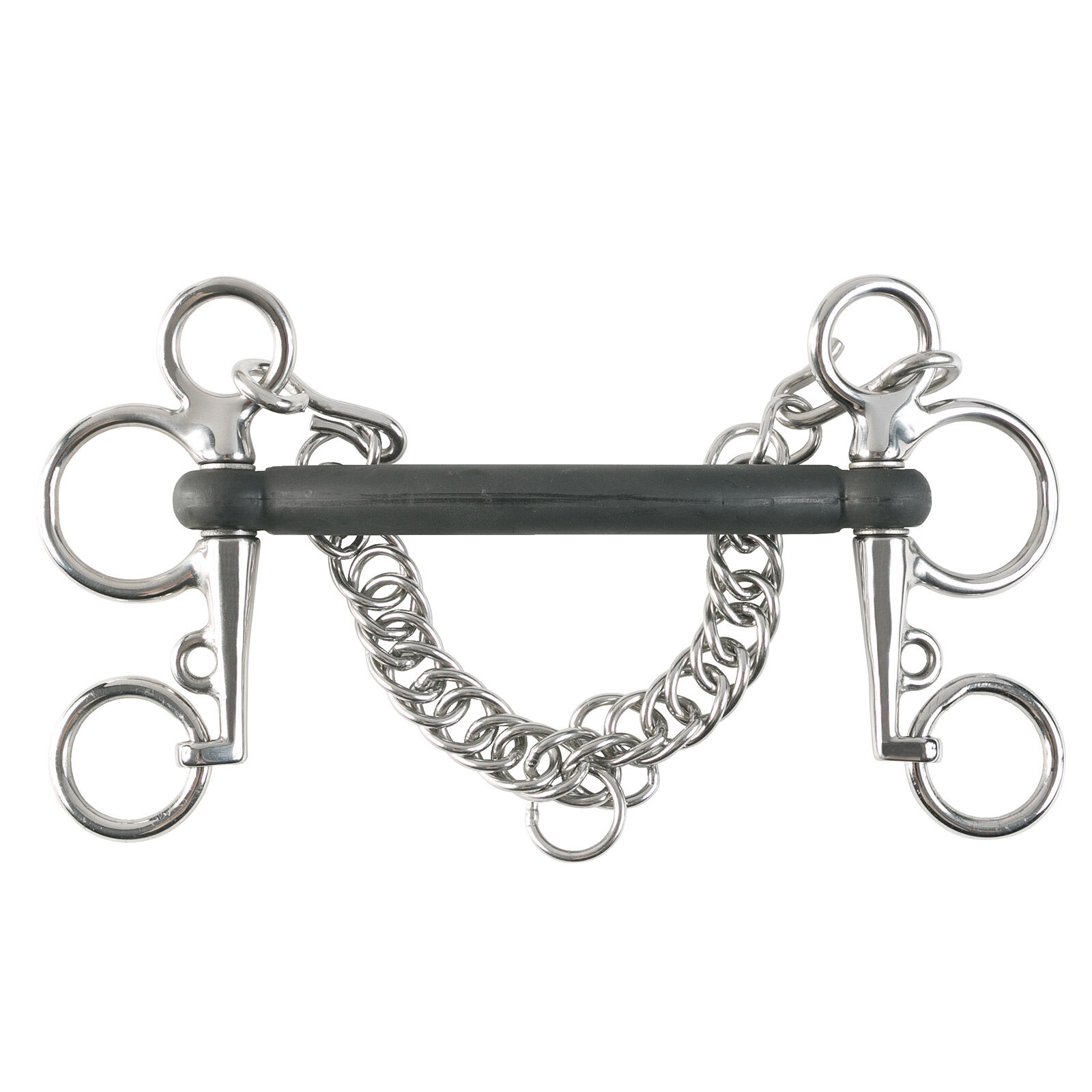 Horze Mullen Mouth Pelham Rubber Bit, Black, 145