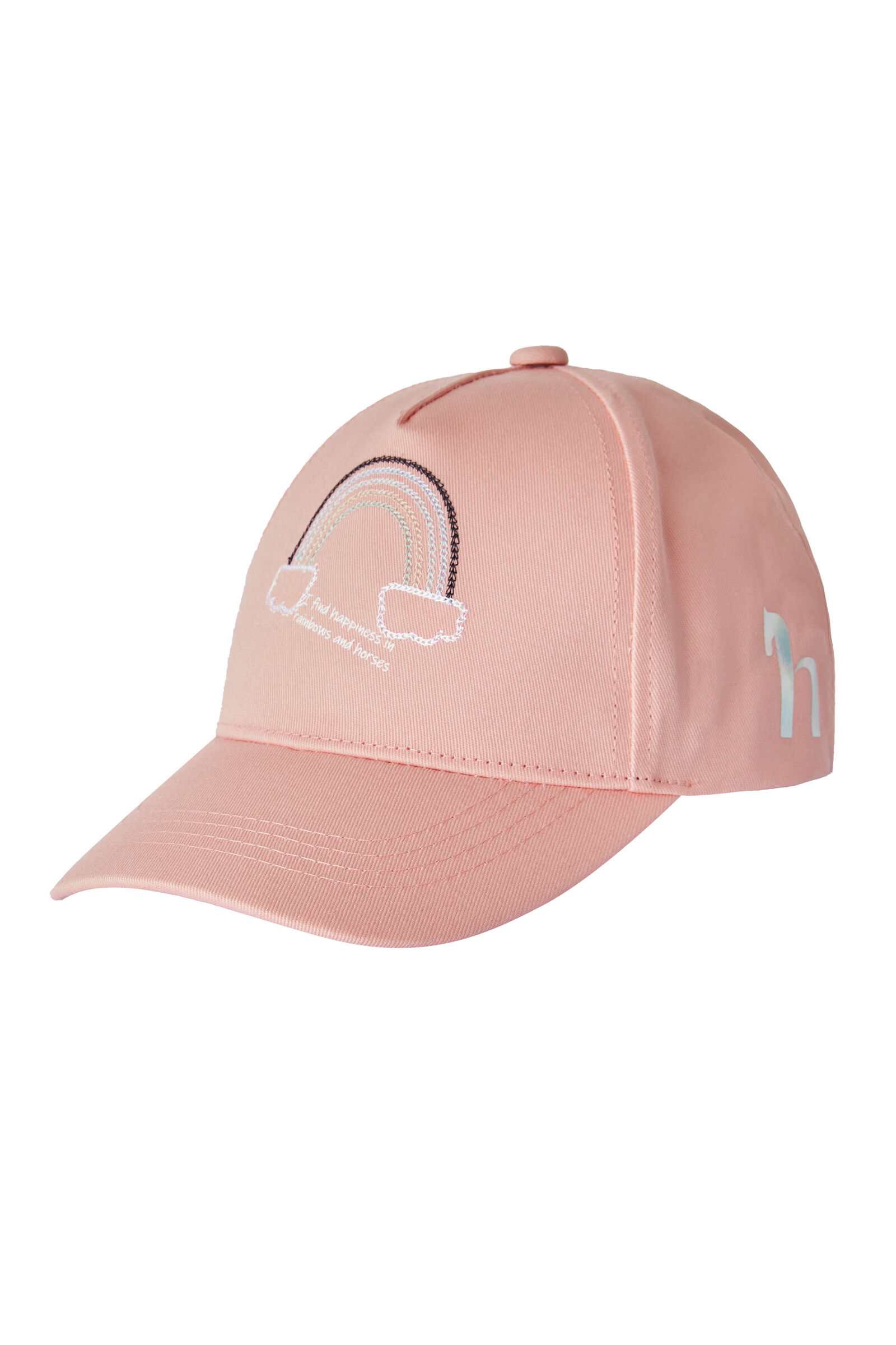 Horze Ria Kids' Cap with Rainbow, Shrimp Pink, ONE SIZE