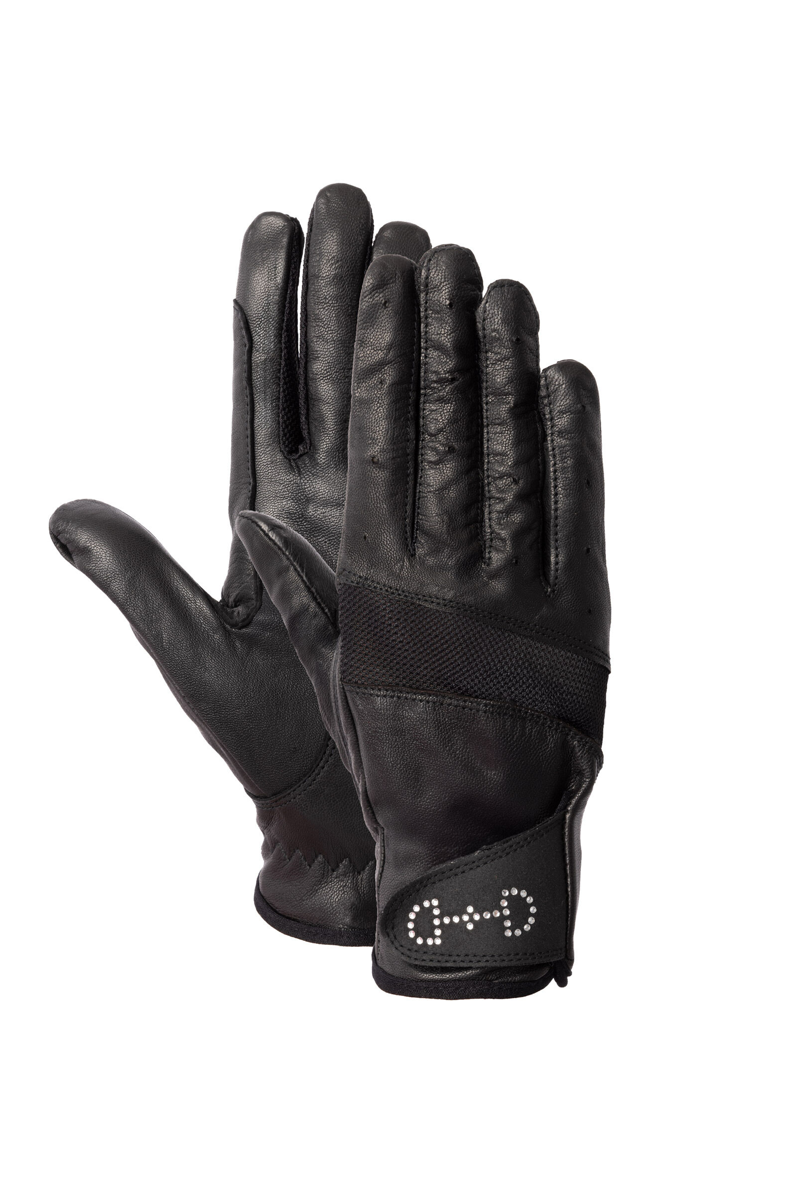 Horze Women's Leather Mesh Riding Gloves, Black, 6