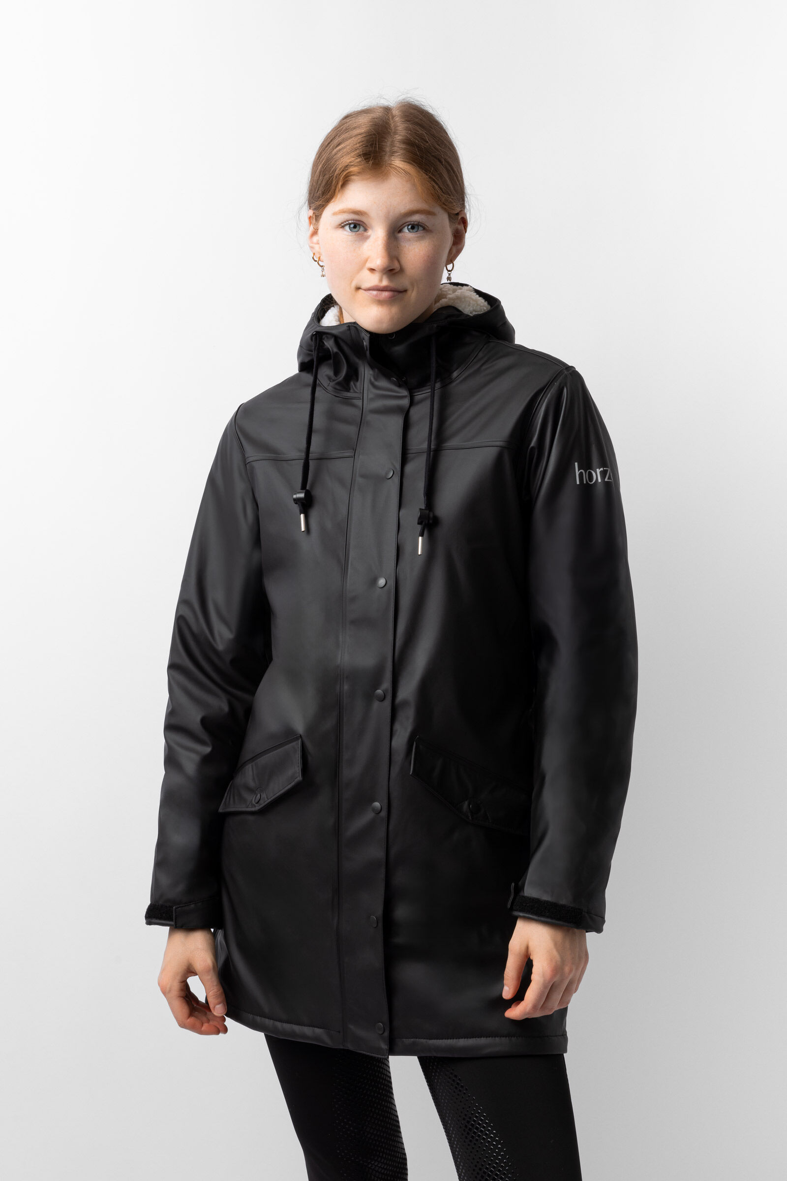 Horze Billie Damen Regenjacke mit Fleece  Black 42