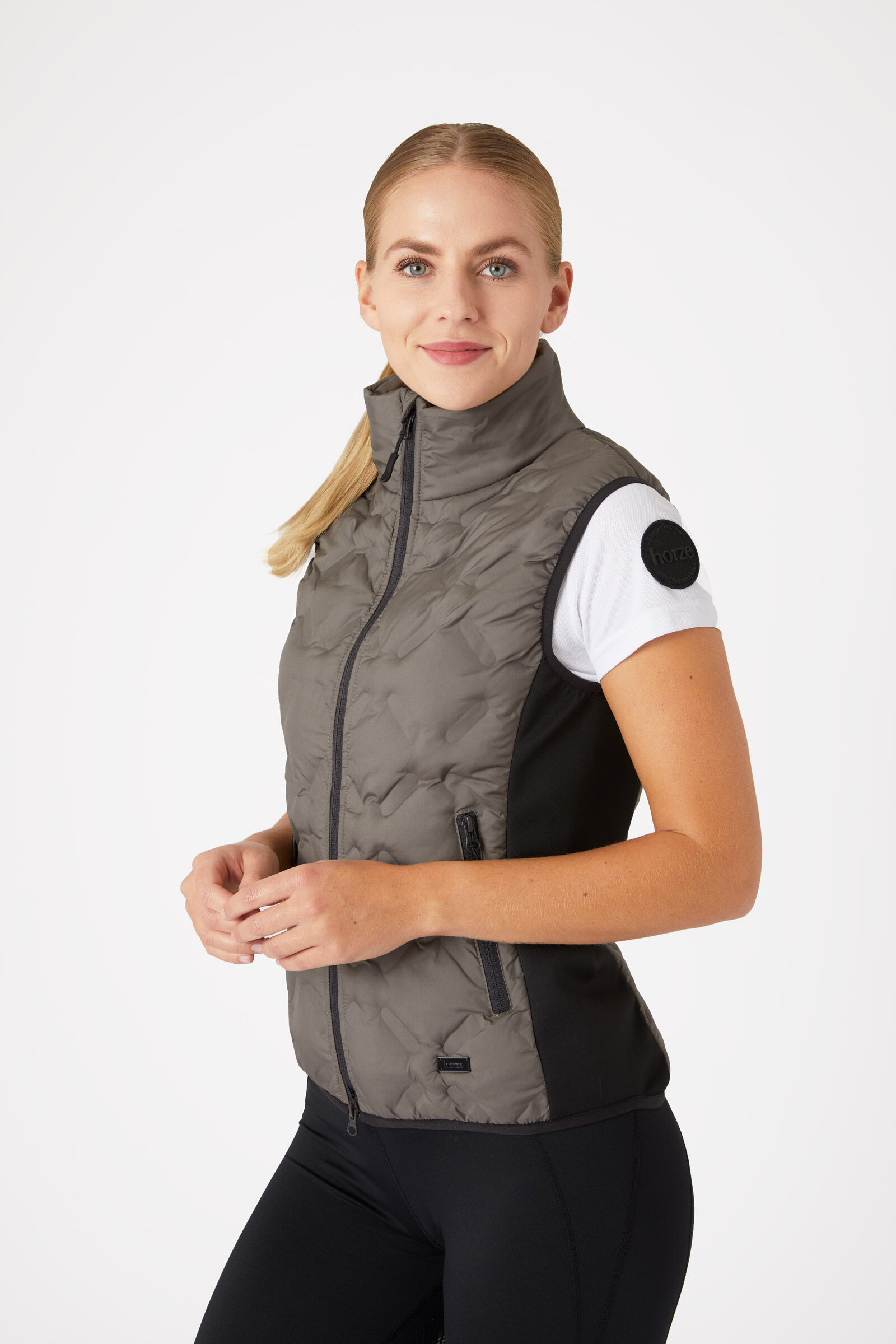 Gilet doudoune sans manches d'équitation Horze Shelly, femme, Morel Brown, 42