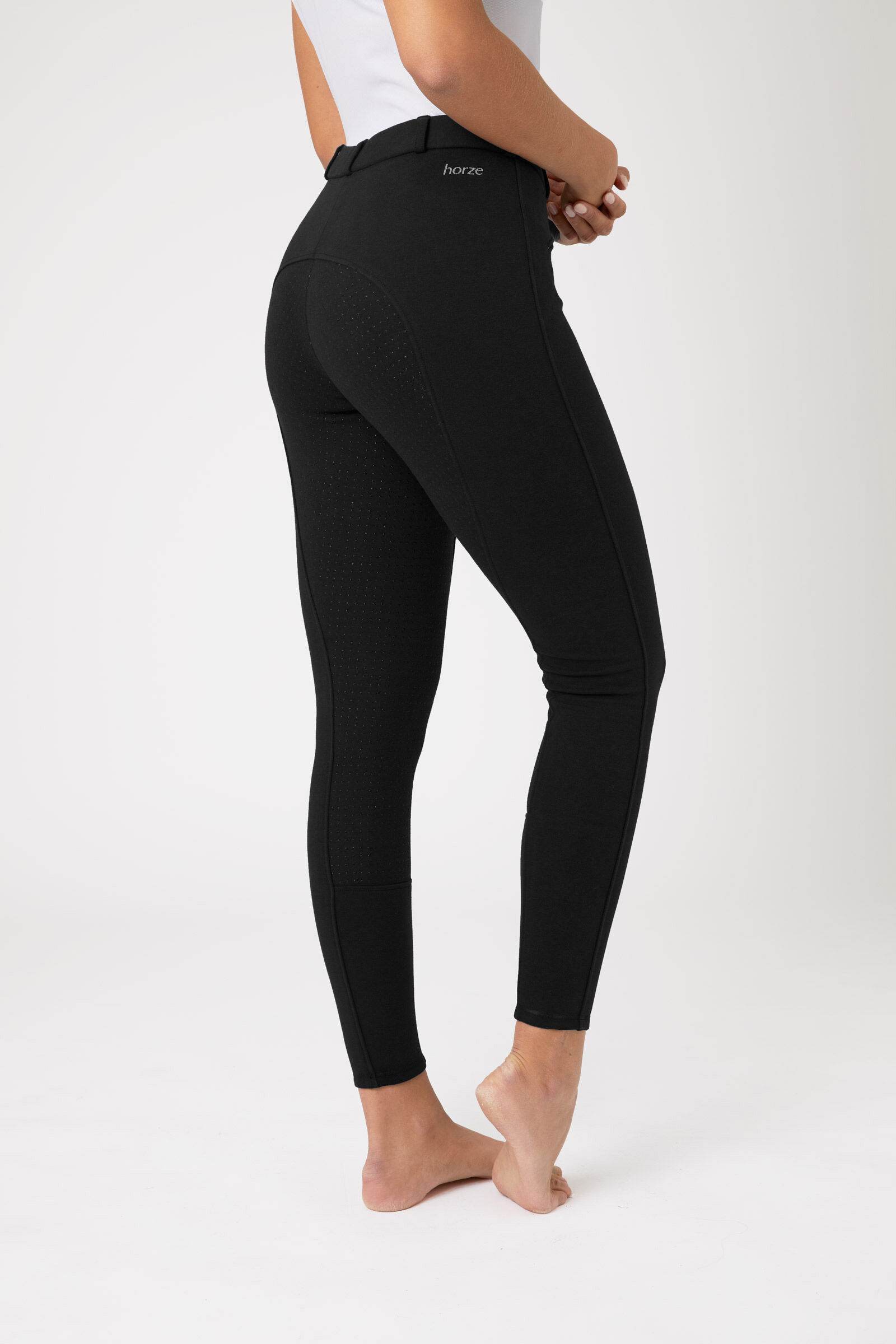 Horze Active Women's Silicone Full Seat Breeches, Black, 36