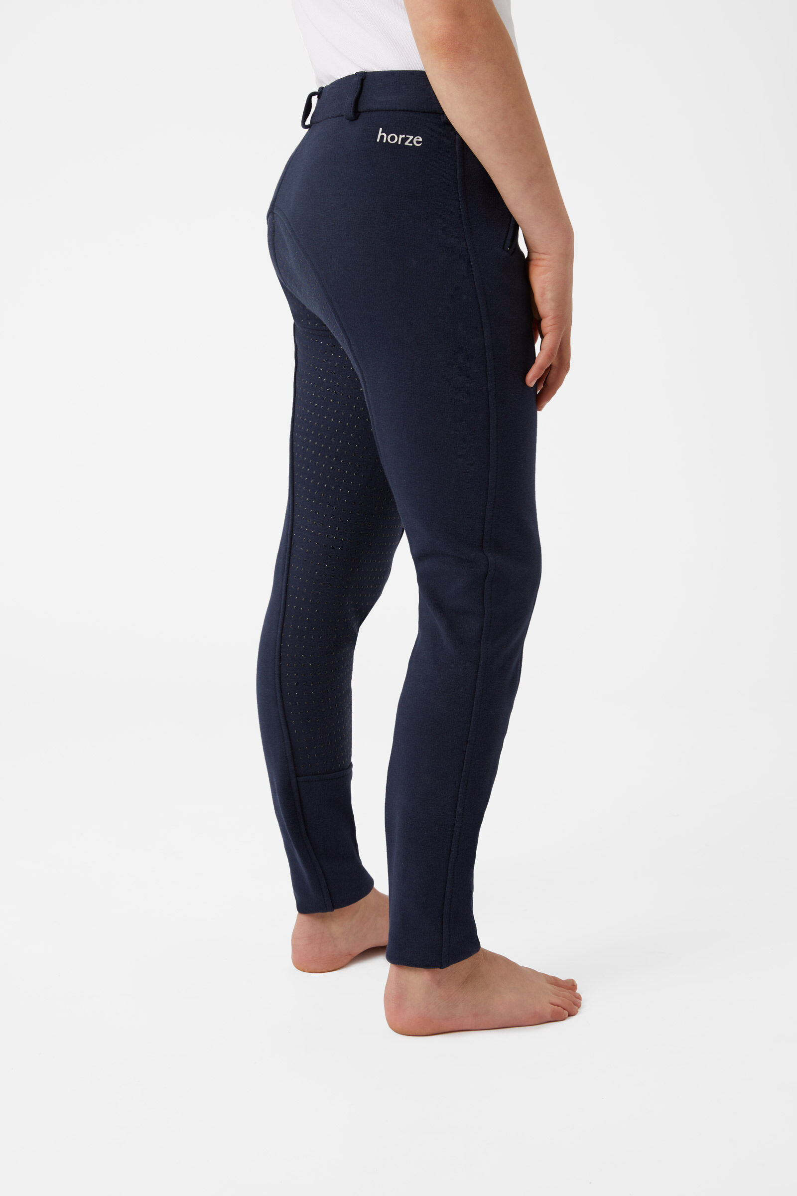 Horze Kids Active Silicone Grip Full Seat Breeches, Peacoat Dark Blue, 150