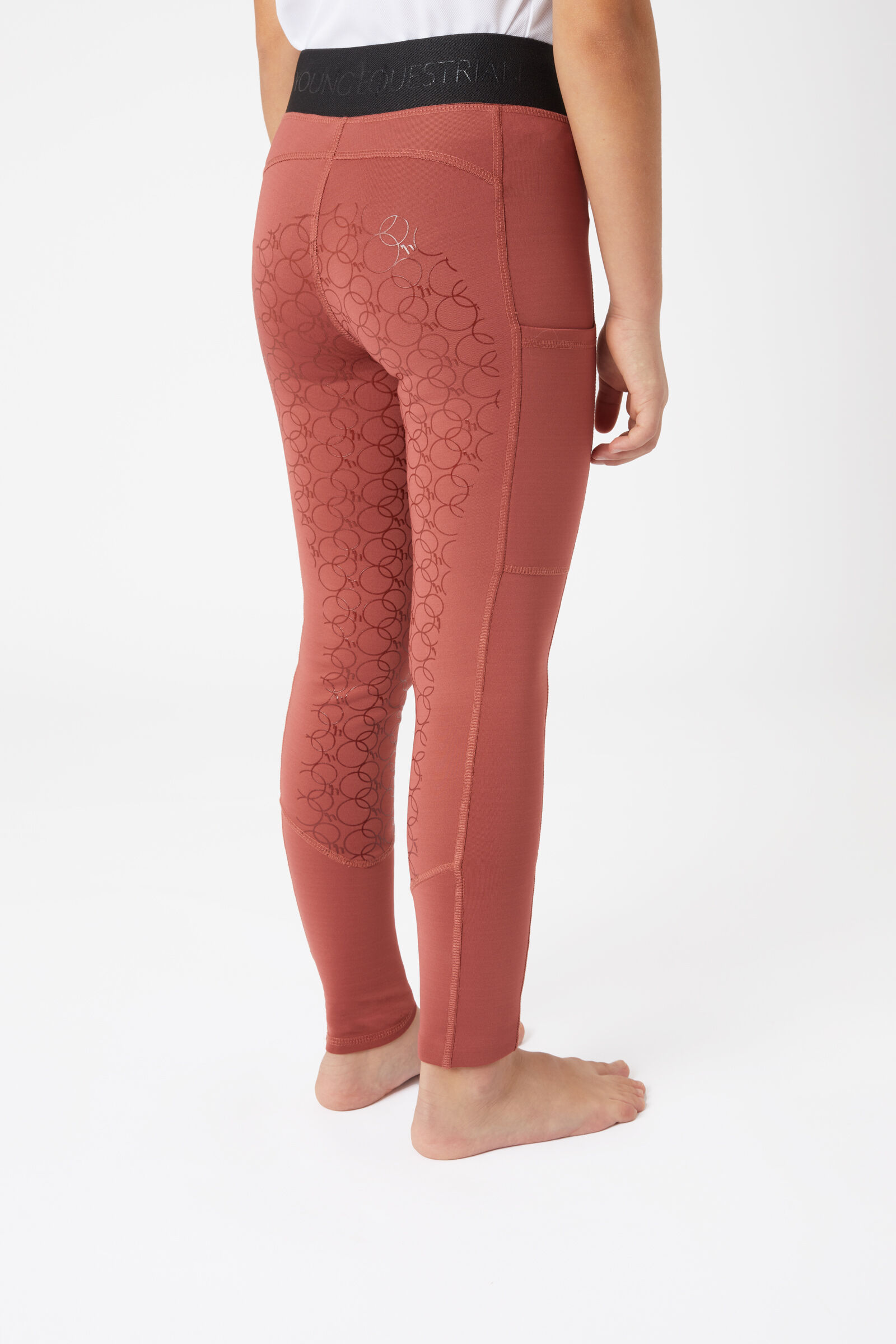 Horze Leighton Teens Silicone Full Grip Riding Tights with Warm Lining, Roan Rouge, 140