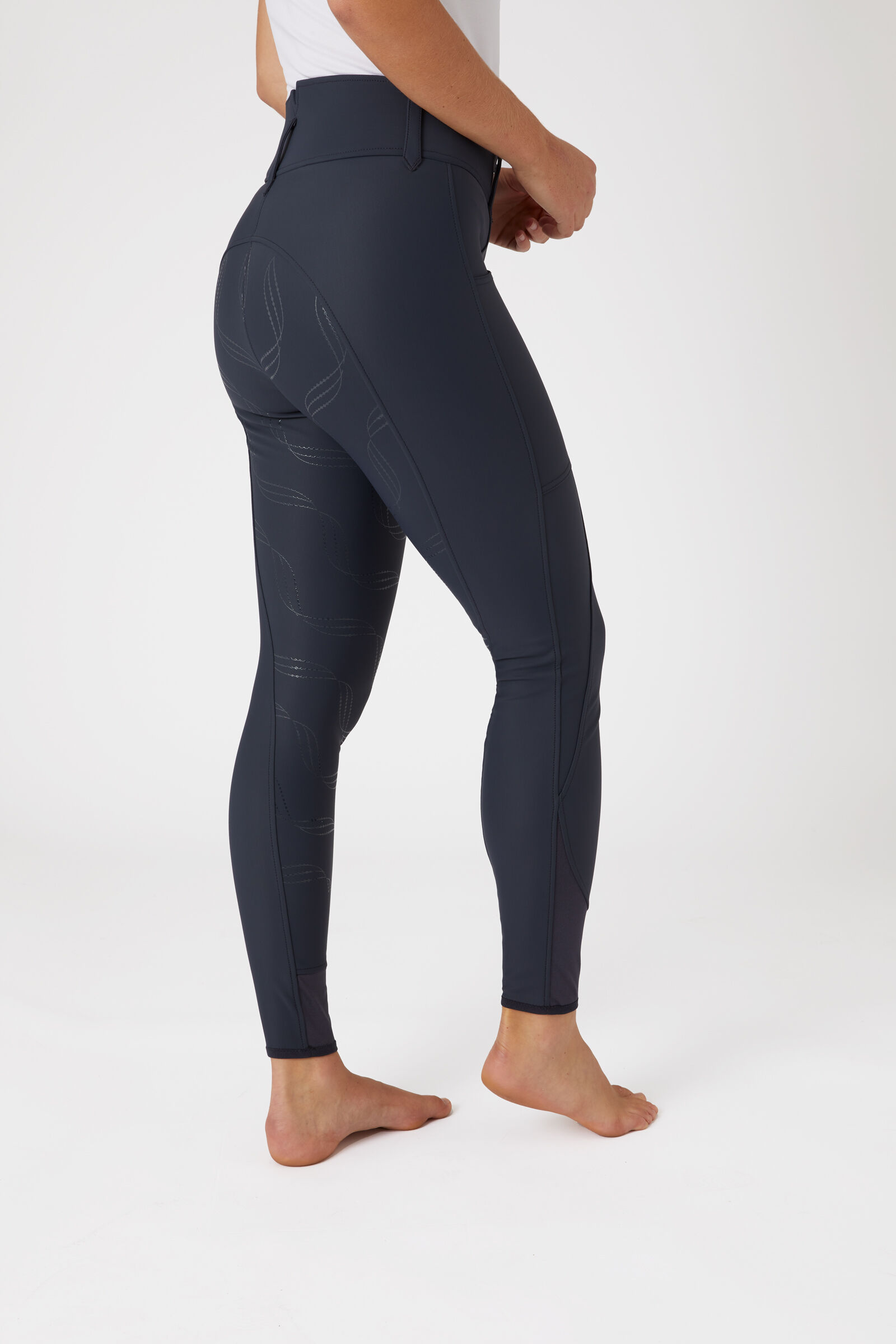 Horze Indira Women's Full Seat Breeches with High Waist, Ink Blue, 36